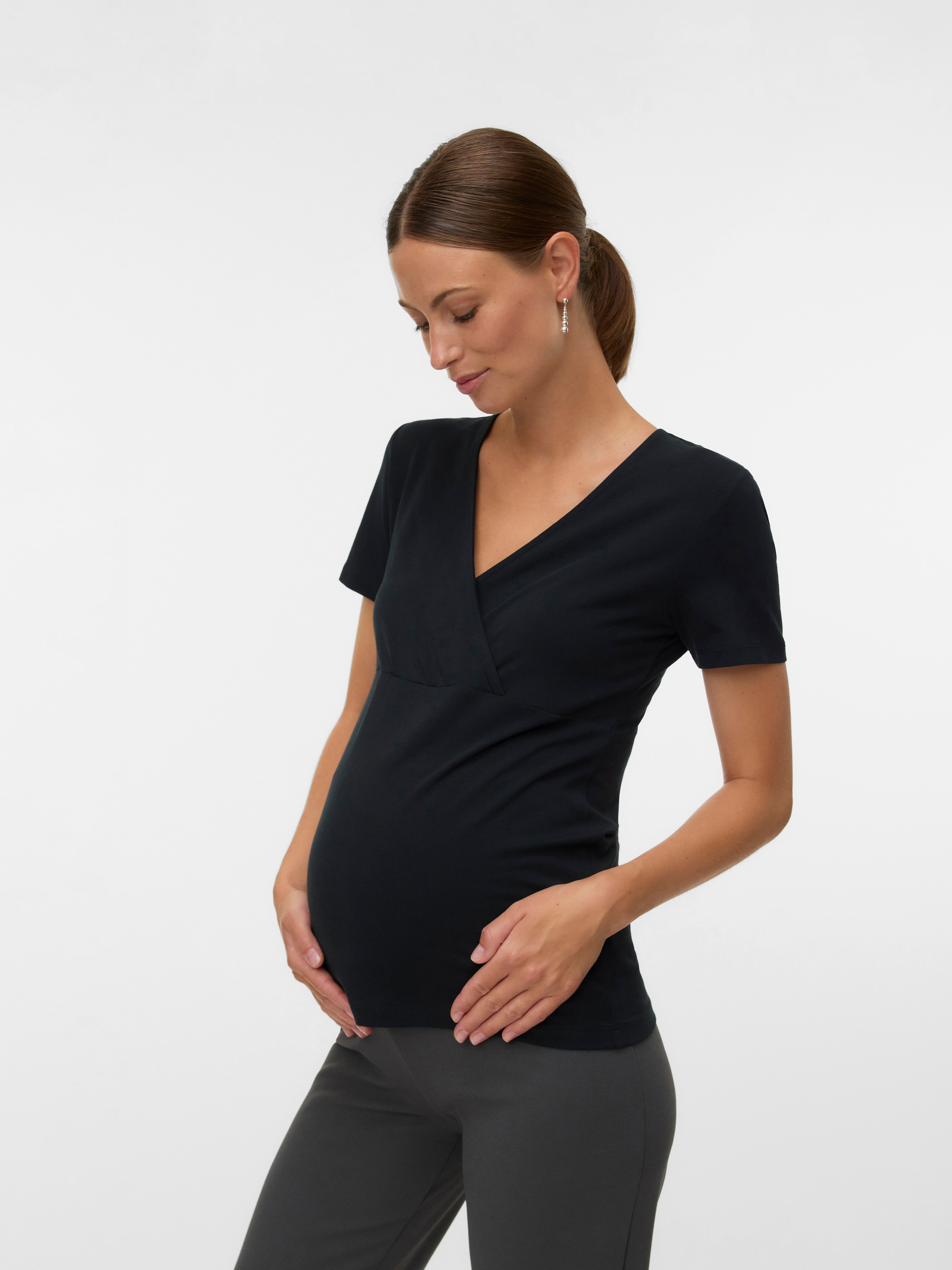 Mamalicious T-shirt de grossesse »MLKERRIE TESS SS JRS TOP 2F 2-P NOOS« Packung, 2 pièces Baumwollmischung, eng anliegend