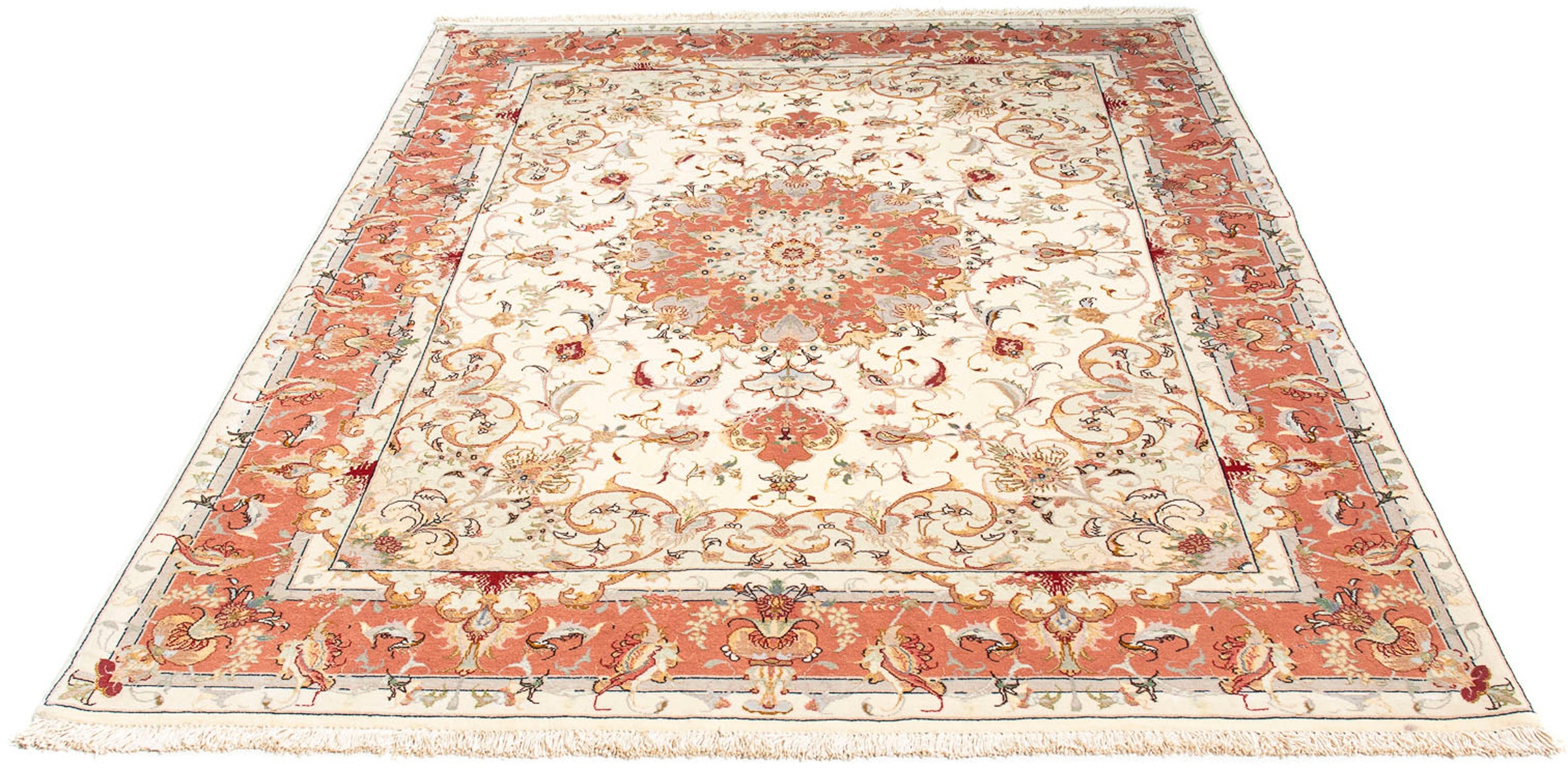 Image of morgenland Orientteppich »Perser - Täbriz - Royal - 202 x 151 cm - beige«, rechteckig, 7 mm Höhe, Wohnzimmer, Handgeknüpft, Einzelstück mit Zertifikat bei Ackermann Versand Schweiz