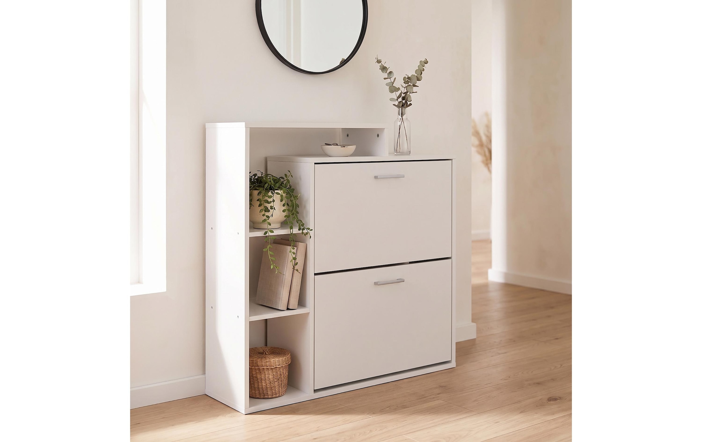 relaxdays Armoire à chaussures »relaxdays Schuhkipper 80 x 90 cm, Silber/Weiss«