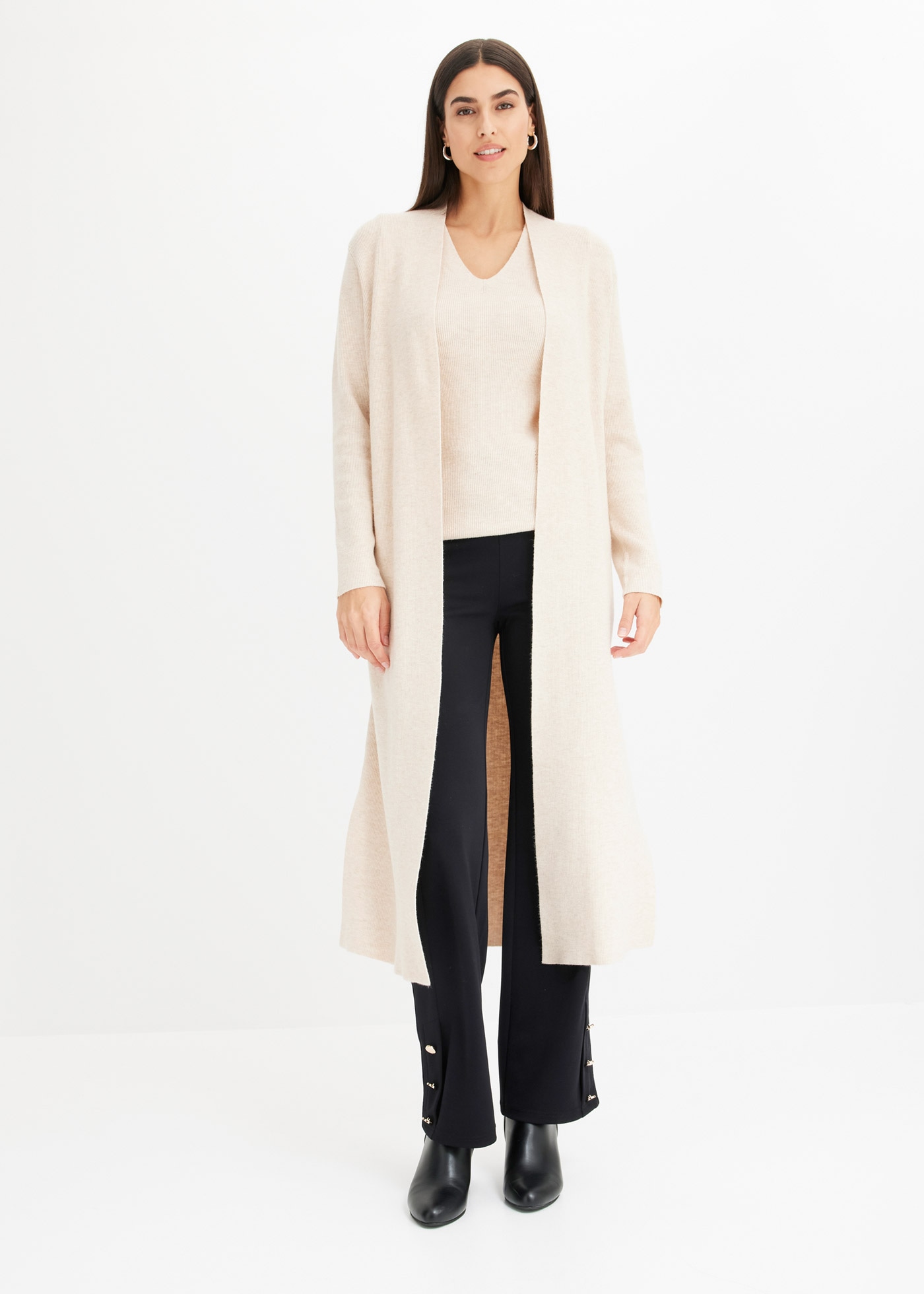 bonprix Cardigan long 1 Oversize-Passform, eleganter Stil, ohne Verschluss