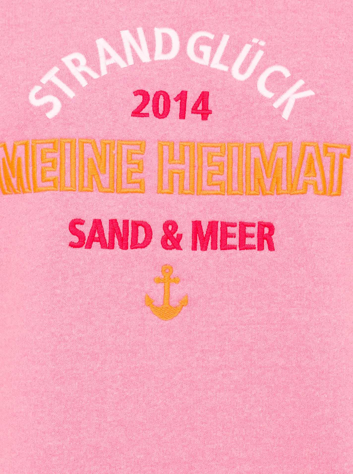 Zwillingsherz Sweater »"Strandglück 2014"«, mit Used-Look Kanten und Stickerei