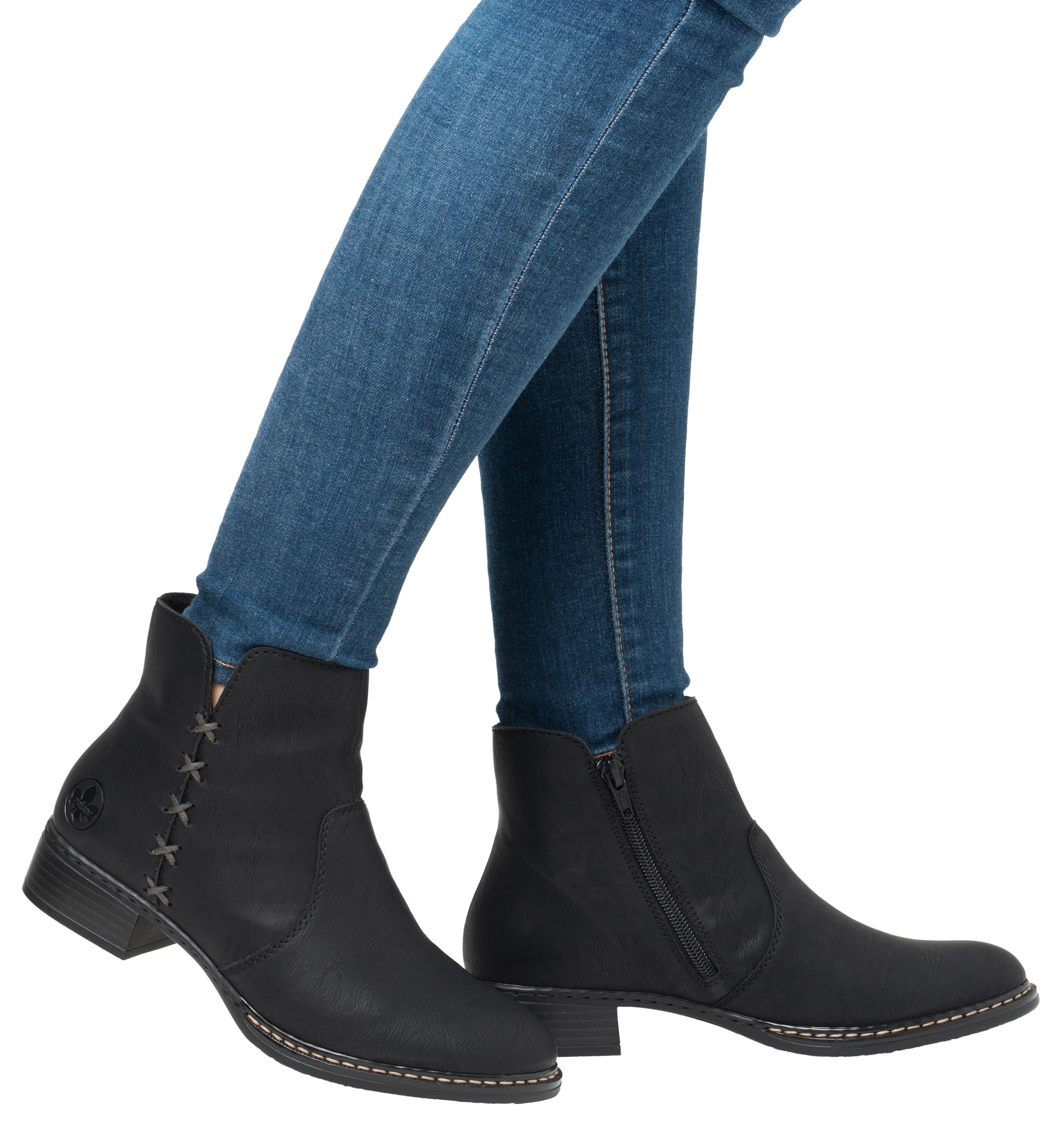 Rieker Stiefelette, Reissverschluss-Stiefelette, Ankelboots mit Blockabsatz