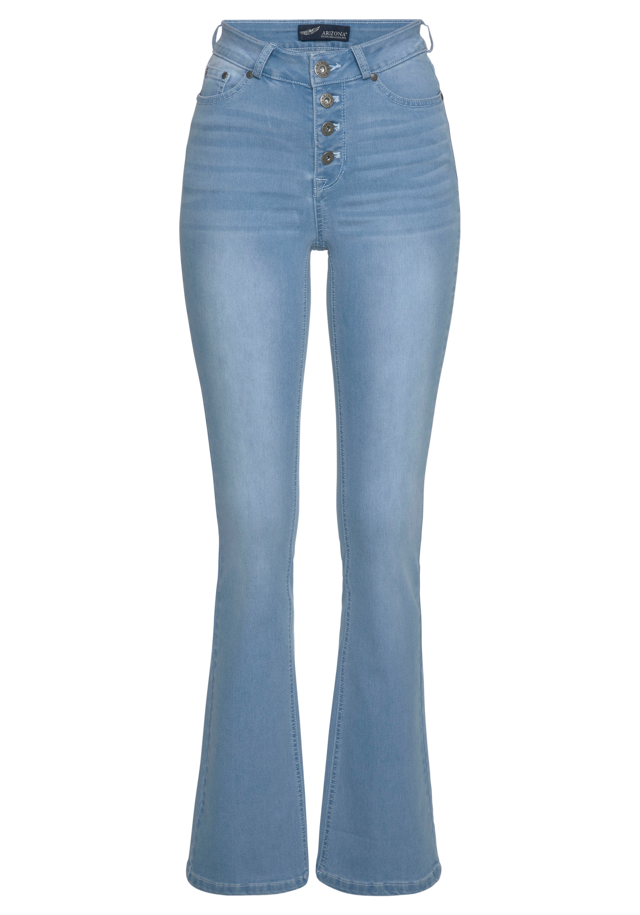 Arizona Bootcut-Jeans »Ultra Stretch«, High Waist mit durchgehender Knopfleiste