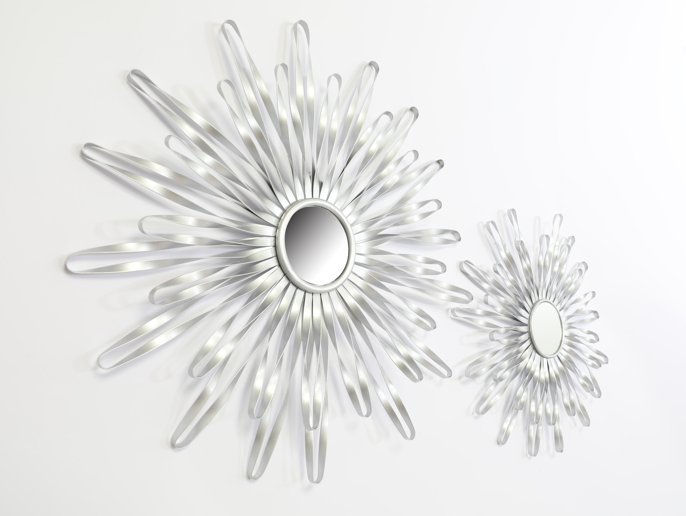 GOODproduct Objet de décoration murale »Sonne, im 2er Set: 35 und 46cm« décoration murale en métal avec petit miroir au centre