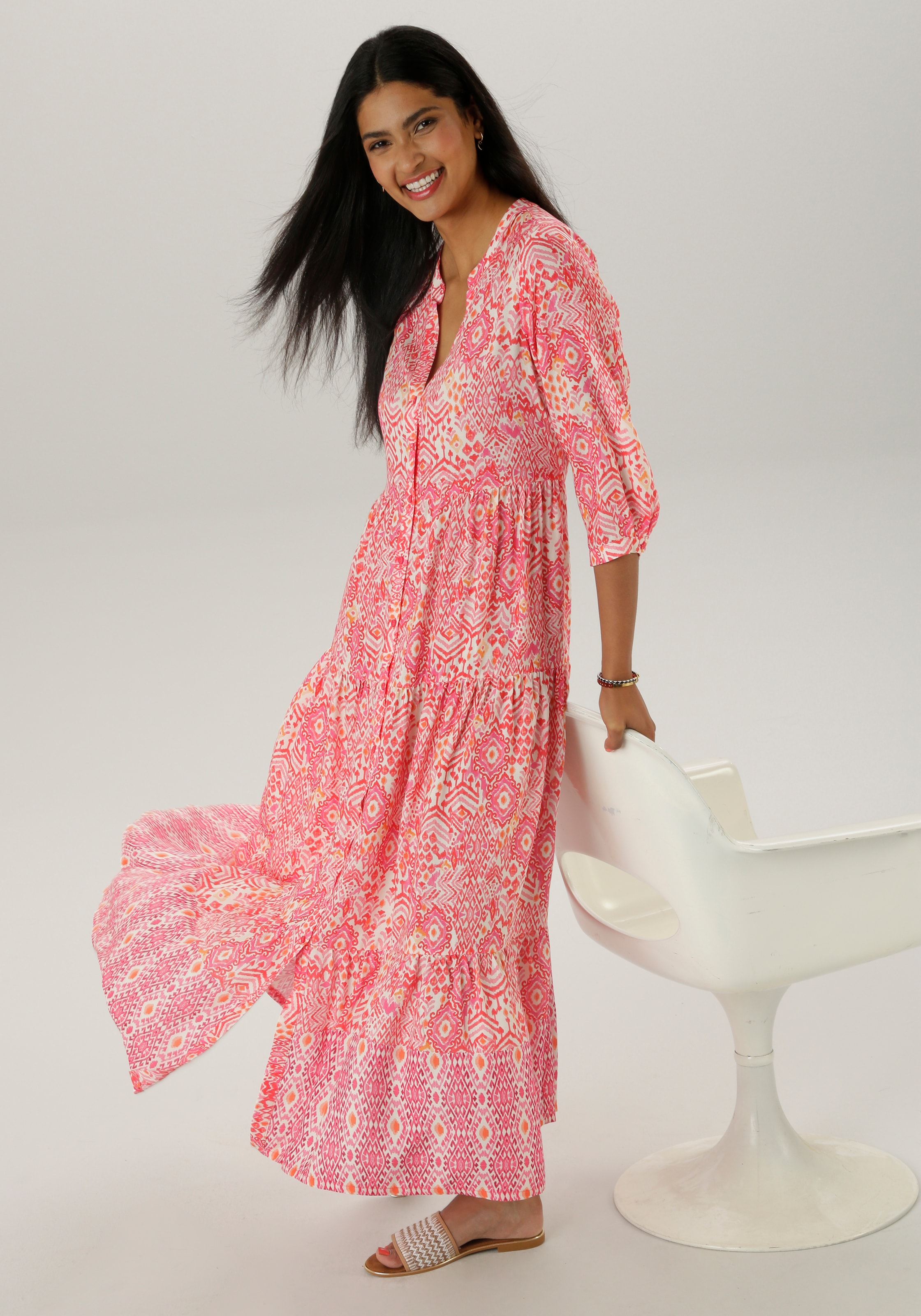 Aniston SELECTED Blusenkleid, mit frisch sommerlicher Ethno-Musterung