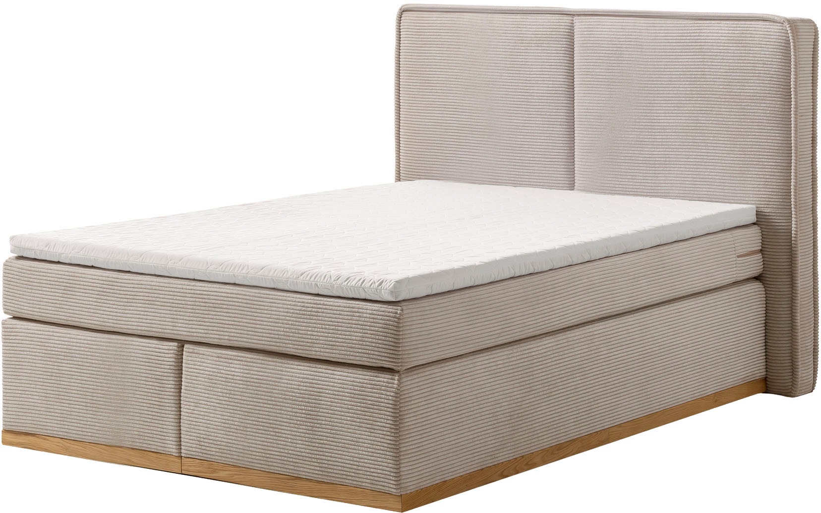 Home affaire Boxspringbett »SHERWOOD Hotelbett, Polsterbett«, Hochwertiger Cord,weiche Velours-Struktur, mit Topper, Eiche