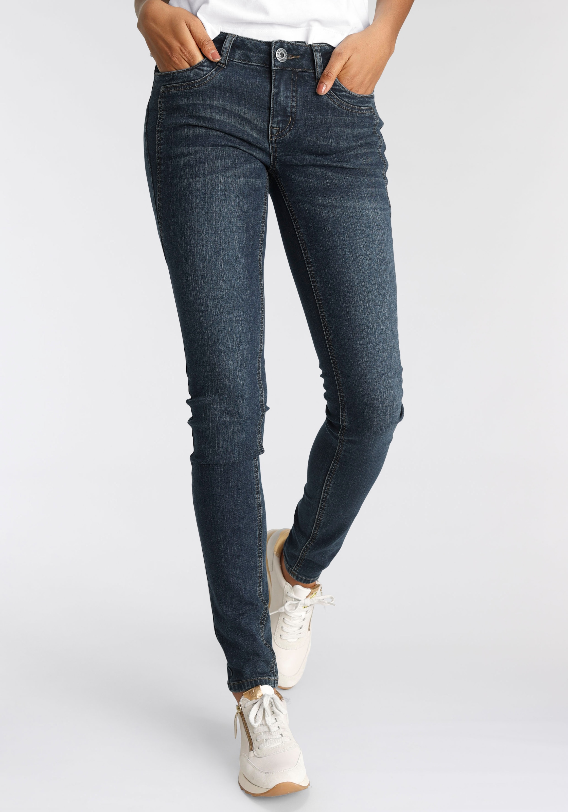 Arizona Skinny-fit-Jeans »mit Keileinsätzen«, Low Waist