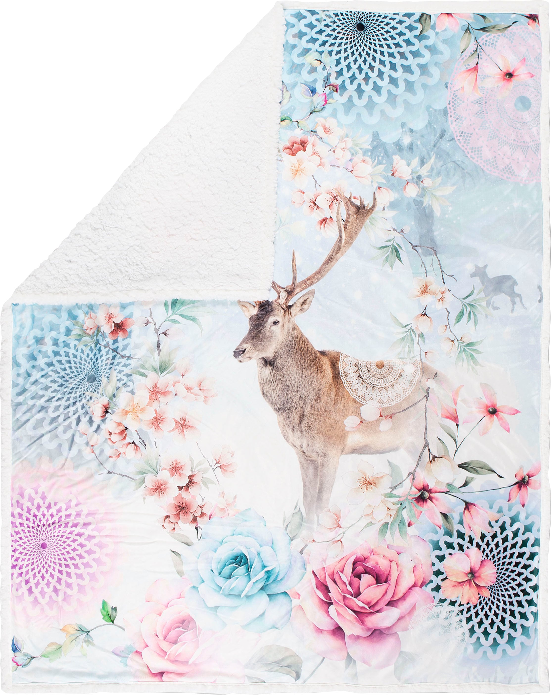 Image of hip Plaid »Desna«, mit Mandala und Hirsch, Kuscheldecke bei Ackermann Versand Schweiz