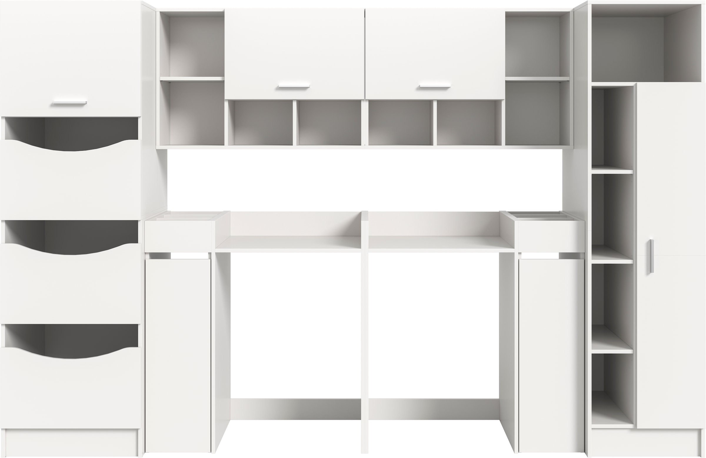 welltime Badmöbel-Set »FALAS, TOPSELLER!, 8-teilig, Hauswirtschaftsraum Set, Breite 300 cm« Set, Wäscheschrank, Hängeschrank,Standregal, Umbauschrank, Mehrzweckschrank, 8 Stk. tlg.