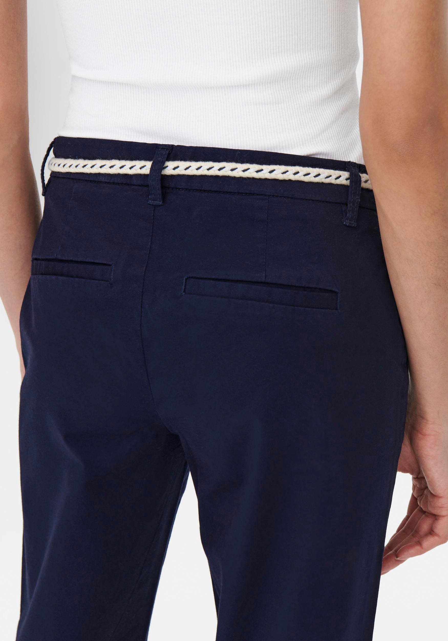 ONLY Chinohose »ONLBIANA – Chinohose mit Gürtel und Umschlagsaum«  slim fit, modisch, Web, Baumwollmischung