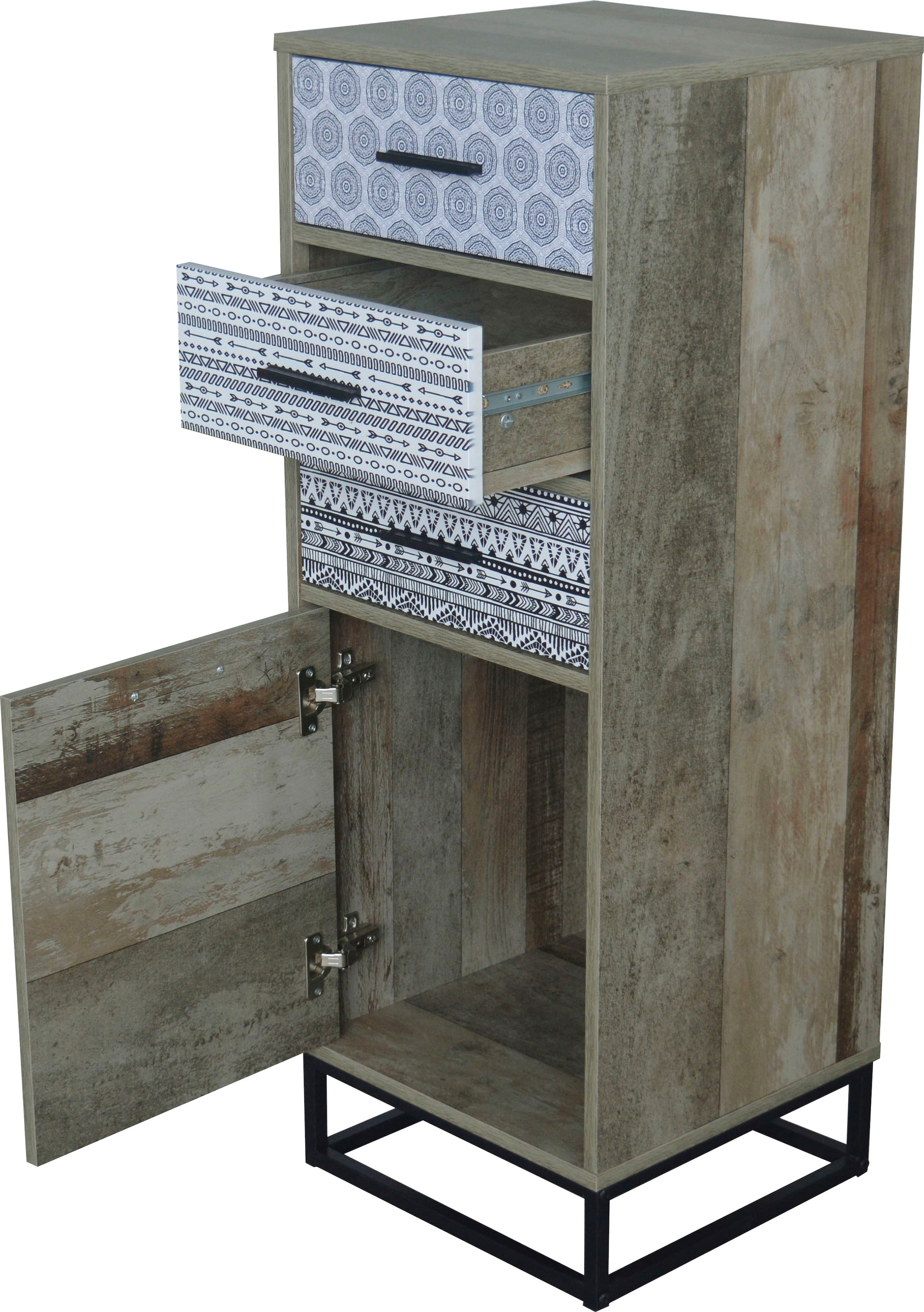 SIT Commode »Mailbox mit 3 Schubladen und Tür in Holzoptik« Façades décoratives à motifs noir et blanc dans un design scandinave