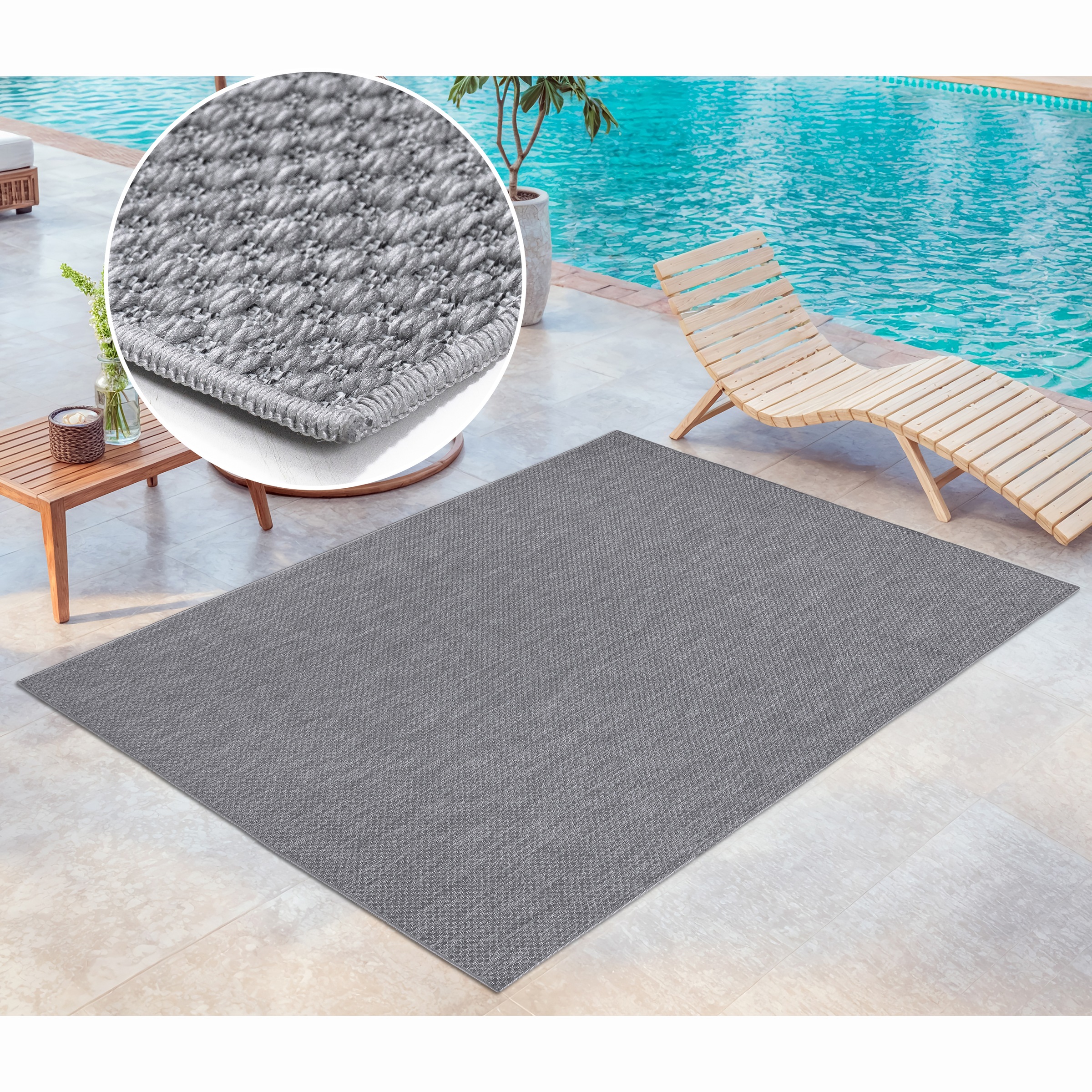 my home Teppich »Rhodos, In-und Outdoor geeignet«, rechteckig, 3 mm Höhe, Sisal-Optik, Wetterfest & UV-beständig, Wohnzimmer, Balkon, Camping
