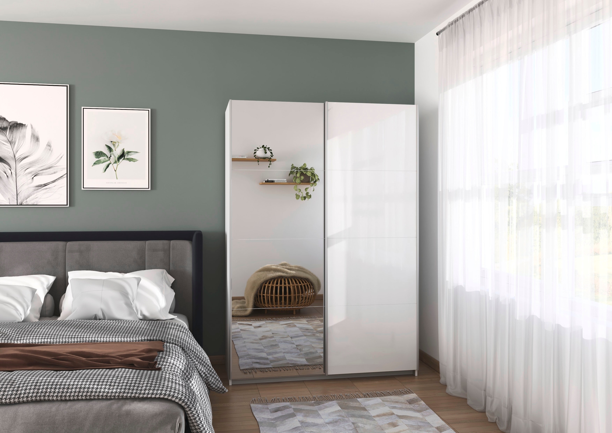 rauch Schwebetürenschrank »Subito Kleiderschrank Bestseller« Schlafzimmerschrank Garderobe mit 4 Spiegel- und 4 Glaselementen