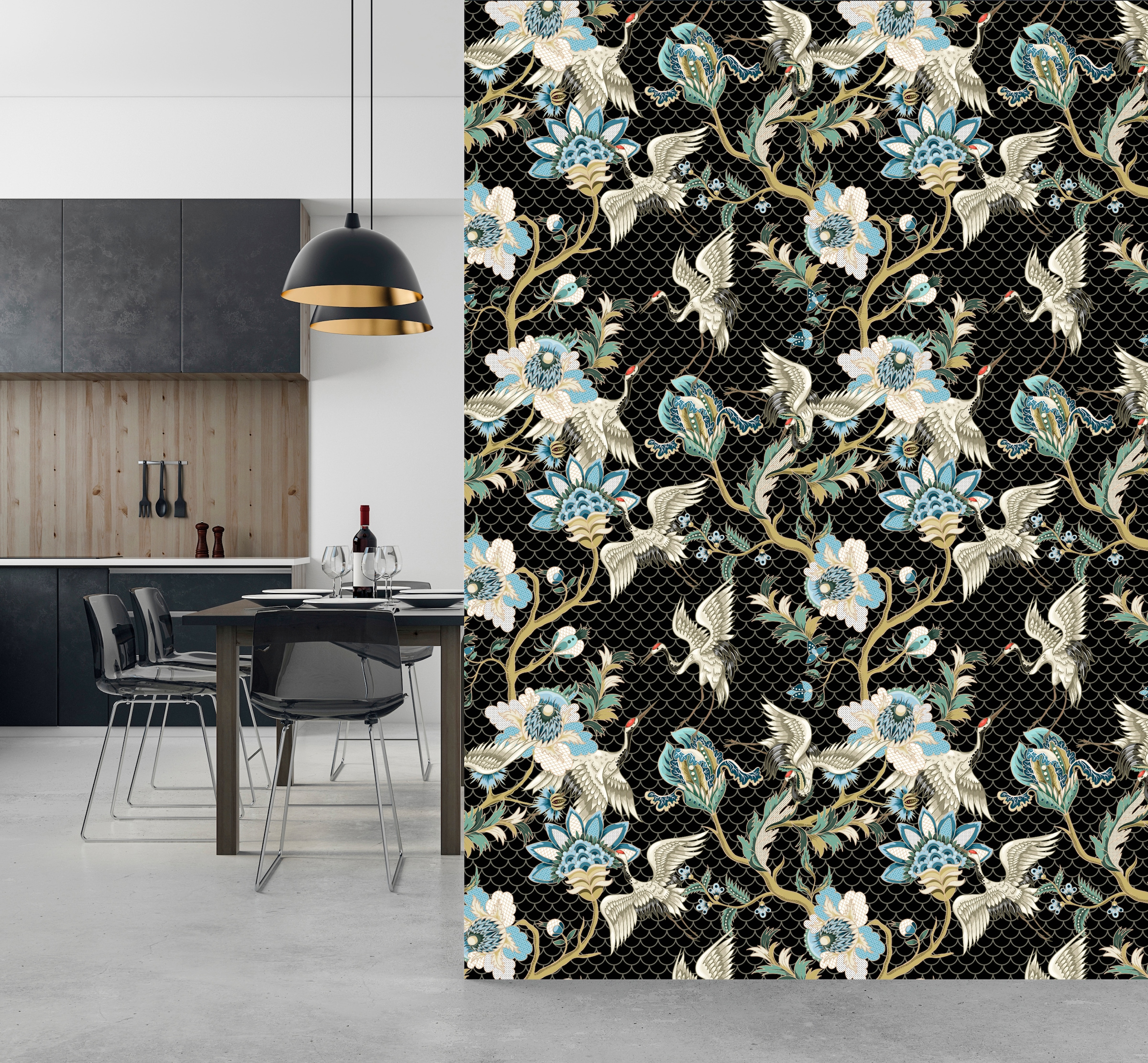 queence Papier peint vinyle »Darcy« Motif | botanique | floral | imprimé | naturellement | à motifs 90x250cm, selbstklebend, kinderleichte Anbringung, , Sticker