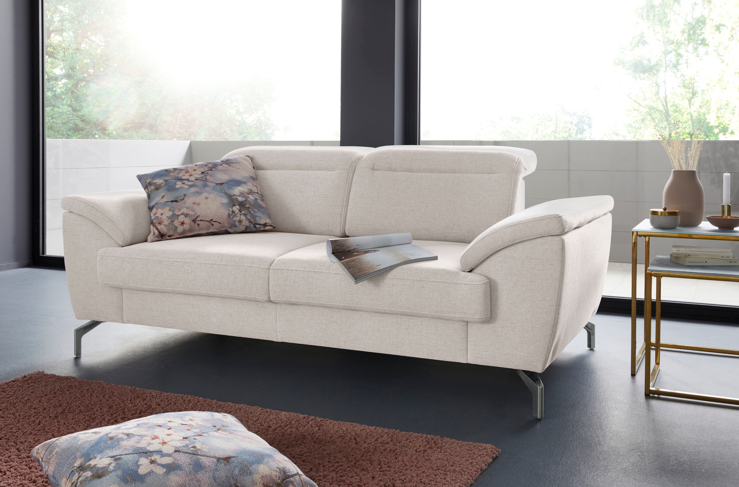 Image of sit&more 2-Sitzer "Percy" 15 cm Fusshöhe, Sitztiefenverstellung, wahlweise Kopfteilverstellung