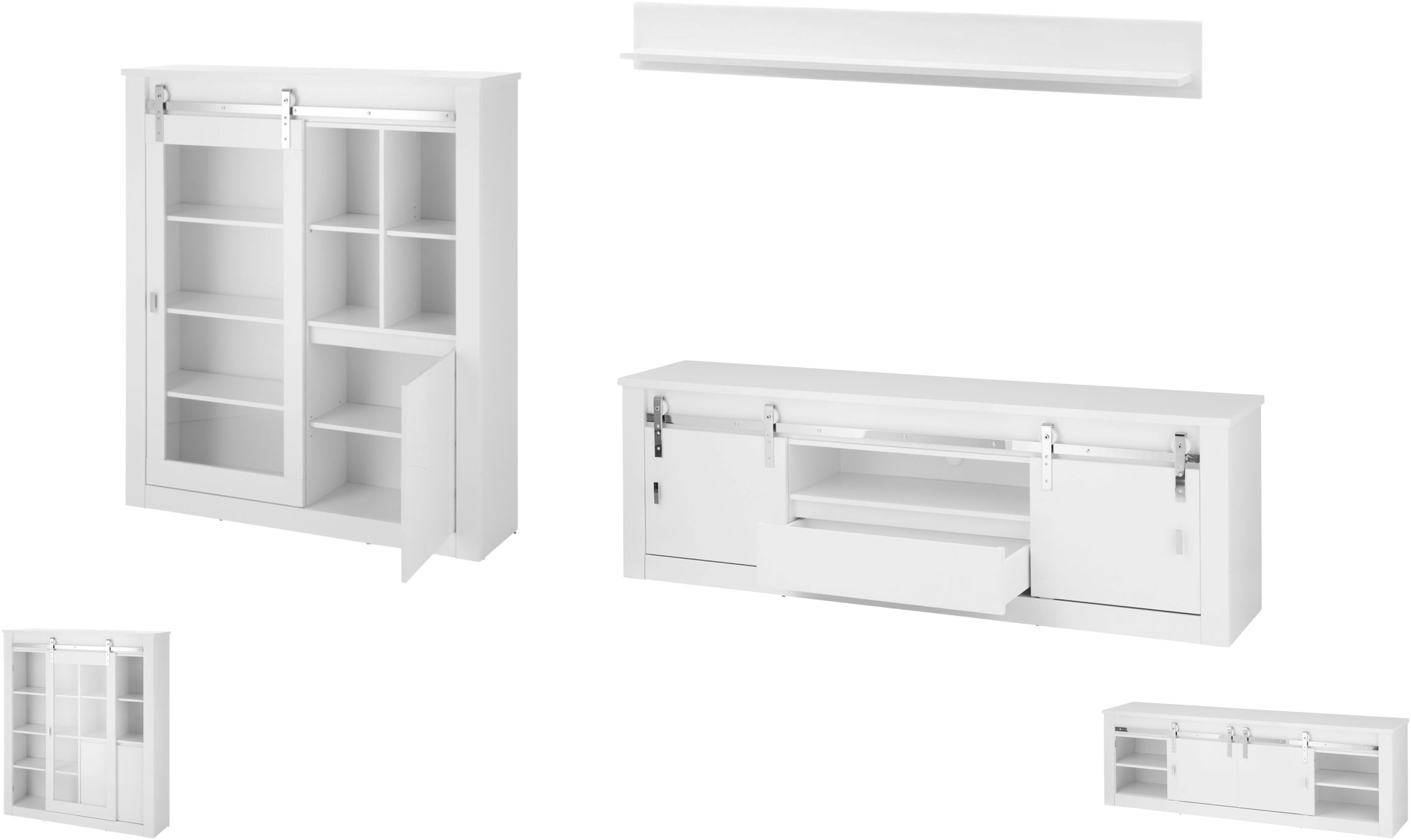 Home affaire Wohnwand »Daytona, moderne Anbauwand, Wohnzimmer-Set in Weiss Hochglanz« Set, 3 Stk. tlg.