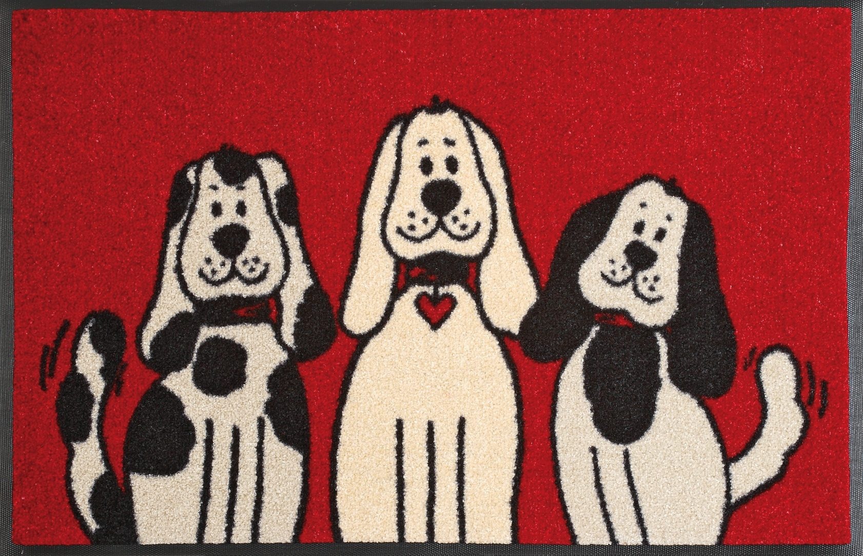 Image of wash+dry by Kleen-Tex Fussmatte "Three Dogs" rechteckig 9 mm Höhe Schmutzfangmatte, Motiv Hunde, rutschhemmend, waschbar
