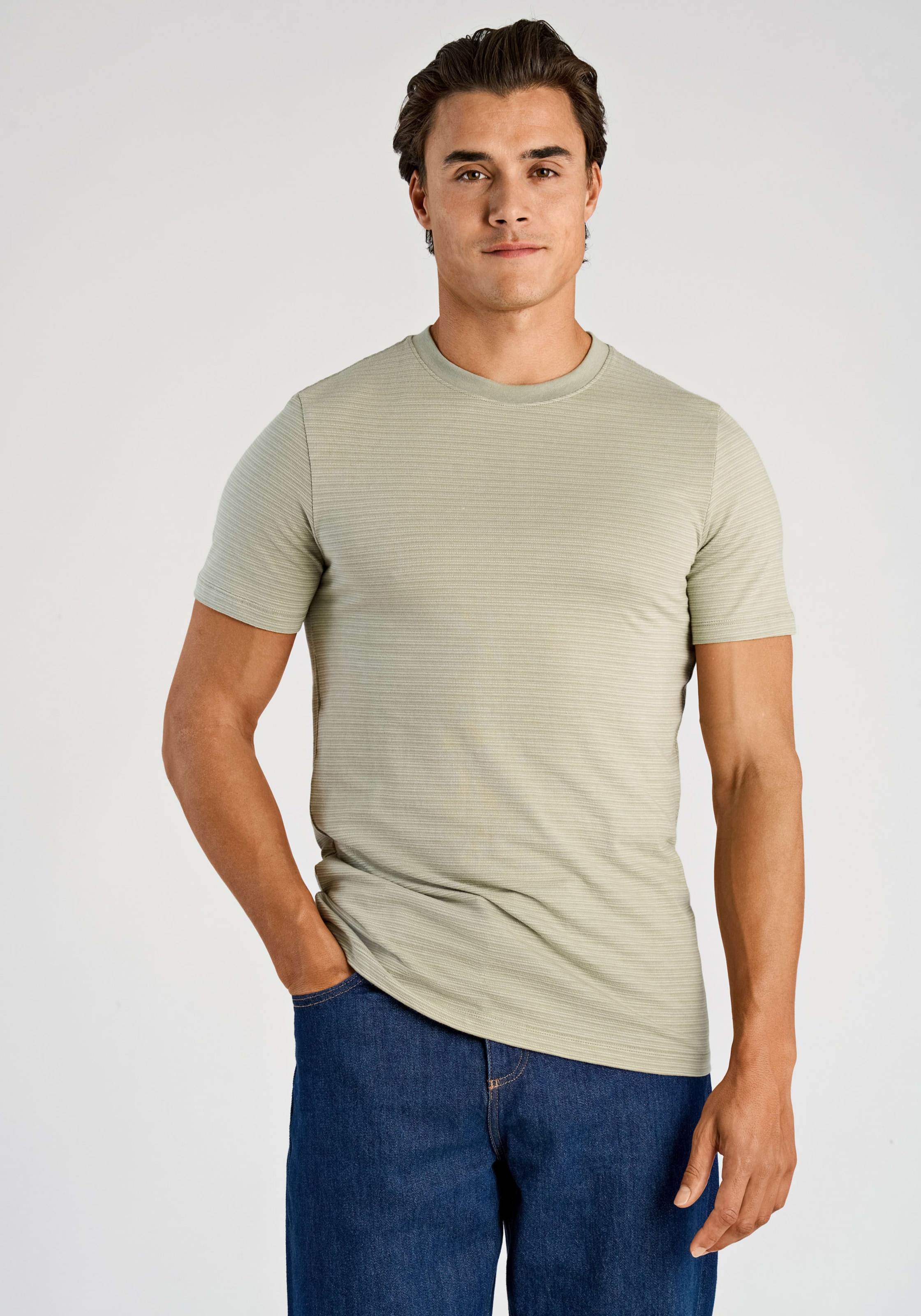 Image of LINDBERGH Rundhalsshirt mit feiner Struktur