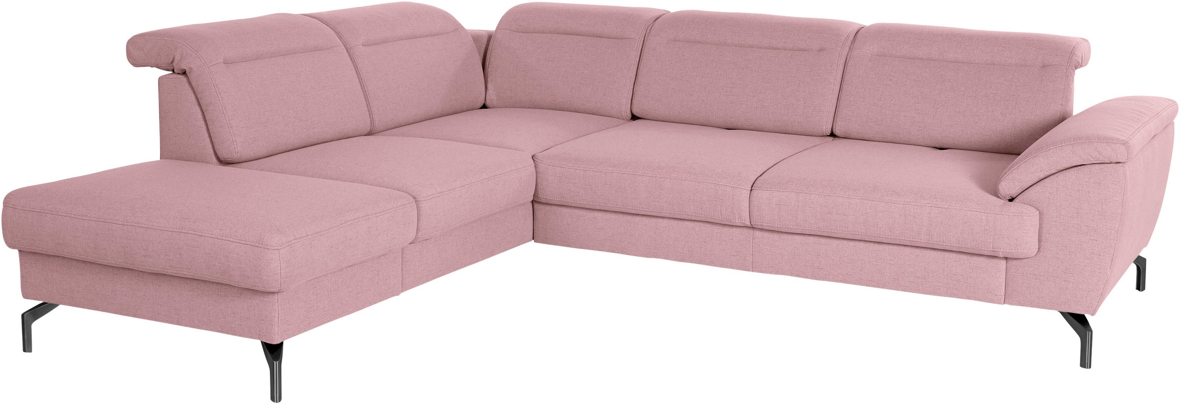 sit&more Ecksofa »Percy L-Form«, 15 cm Fusshöhe, Sitztiefenverstellung, wahlweise in 2 Fussfarben