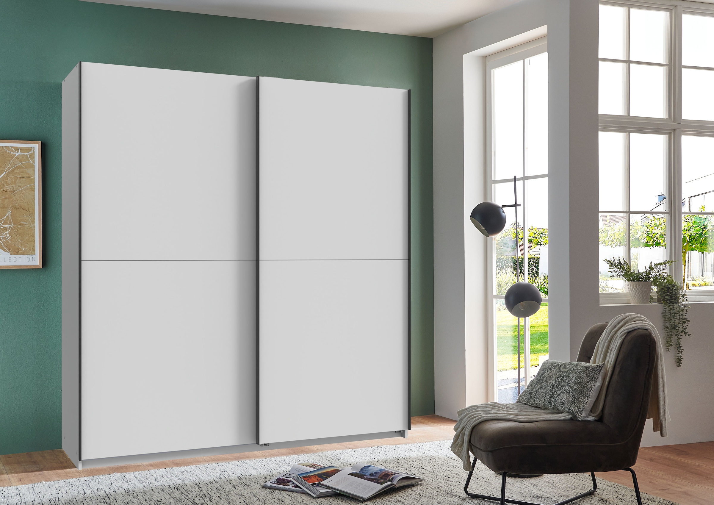 Wimex Kleiderschrank »Mugano, B/T/H 135 oder 180/65/198cm, Made in Germany«, (wähle Deine Ausstattung: Basic oder Premium!), 2 Schwebetüren mit oder ohne Spiegel, Metallgriffe