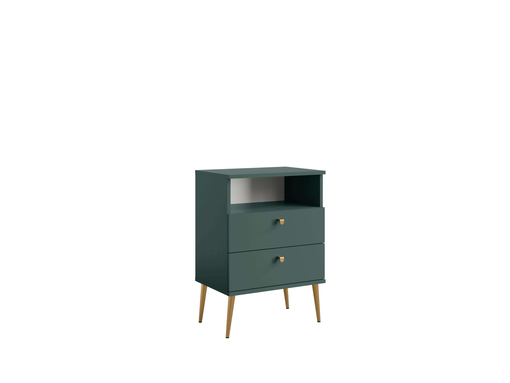 Home affaire Nachttisch »Elyria, Metallgriffe, FSC-zertifizierter Holzwerkstoff«, (Nachtkommode B/T/H 50/34/69cm), mit 2 Schubladen, 1 offenes Fach, viele Farben mit goldfarbenfb. Details