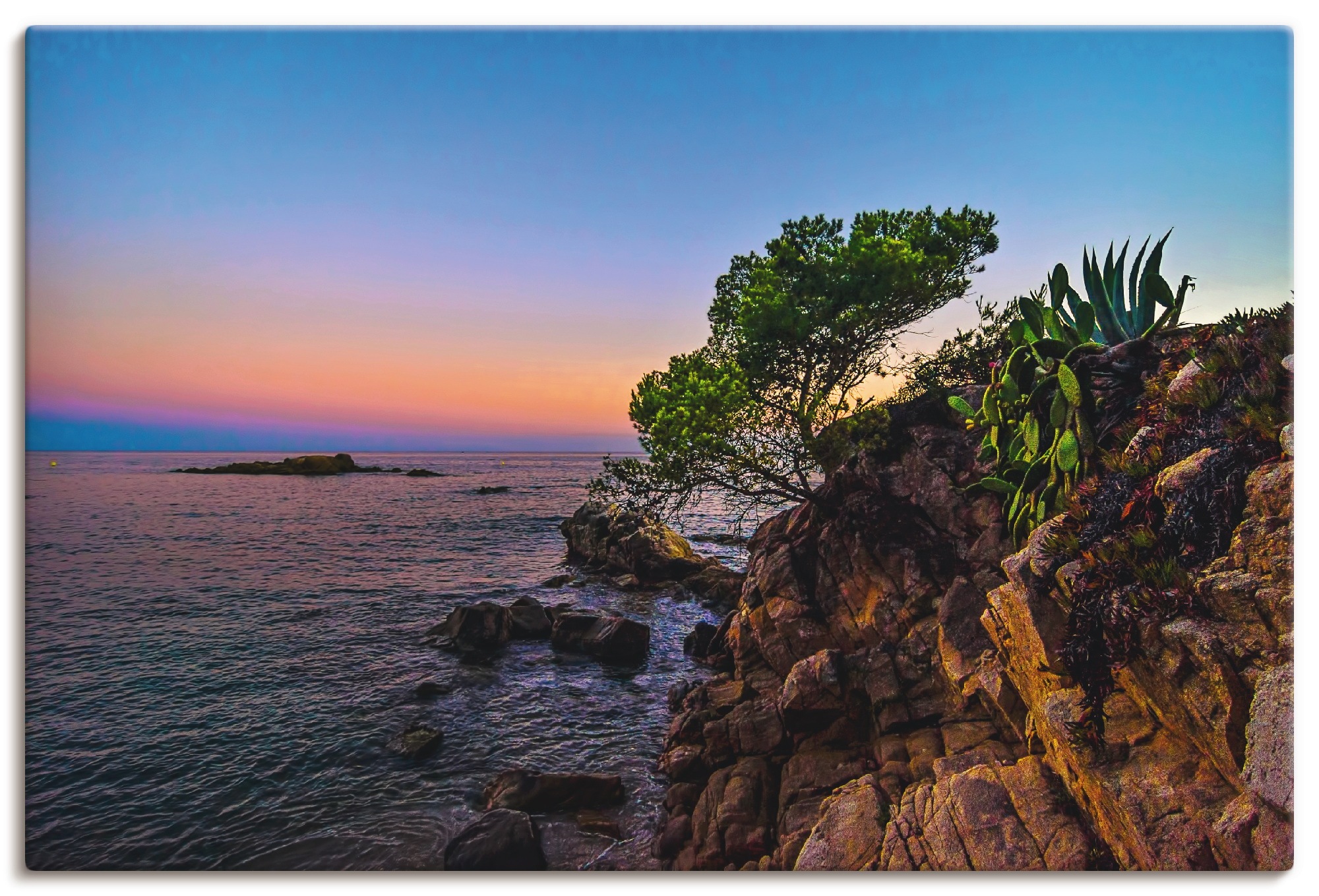 Image of Artland Wandbild »Abendstimmung an der Costa Brava«, Küste, (1 St.), in vielen Grössen & Produktarten - Alubild / Outdoorbild für den Aussenbereich, Leinwandbild, Poster, Wandaufkleber / Wandtattoo auch für Badezimmer geeignet bei Ackermann Versand Schwei