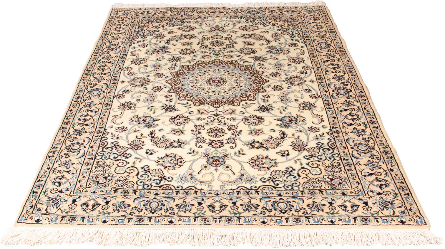 Image of morgenland Orientteppich »Perser - Nain - Royal - 204 x 135 cm - beige«, rechteckig, 10 mm Höhe, Wohnzimmer, Handgeknüpft, Einzelstück mit Zertifikat bei Ackermann Versand Schweiz