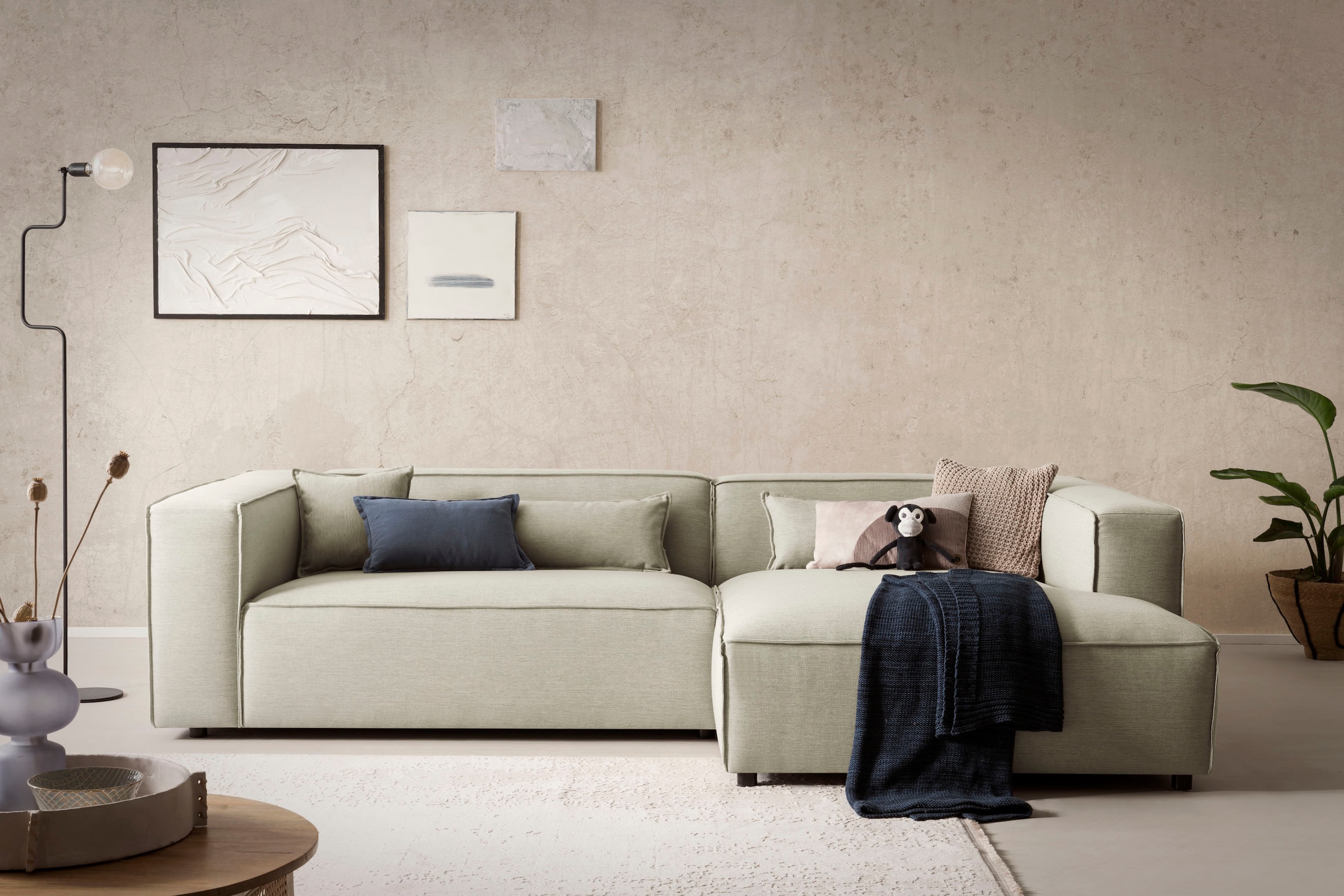LeGer Home by Lena Gercke Ecksofa »PIARA XXL, Big-Sofa, Cord, Leinenoptik o. Strukturstoff, L-Form« wahlweise Ottomane rechts/links, Kedernaht, extra tiefe Sitzfläche