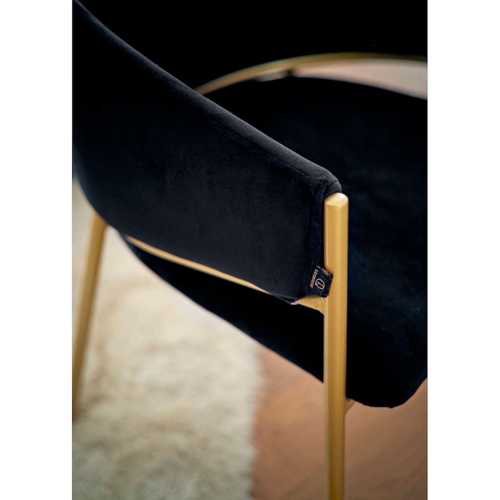 Leonique Esszimmerstuhl »Évreux«, 2 St., Veloursstoff, mit einem goldenen Metallgestell, Sitzhöhe 49 cm