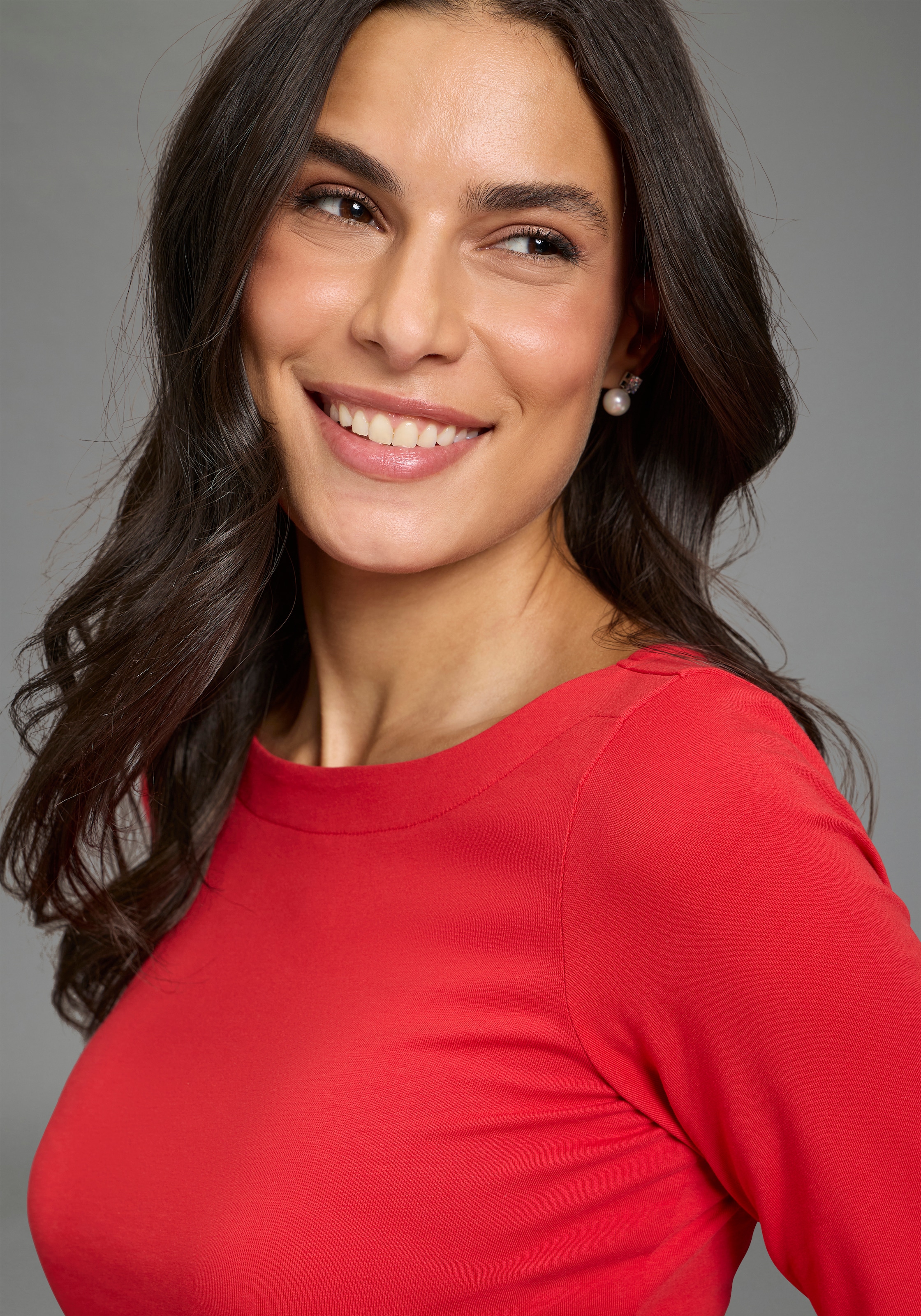 Laura Scott T-shirt à manches longues 2er-Pack,  Basic-Stil und Passform, mit U-Boot-Ausschnitt