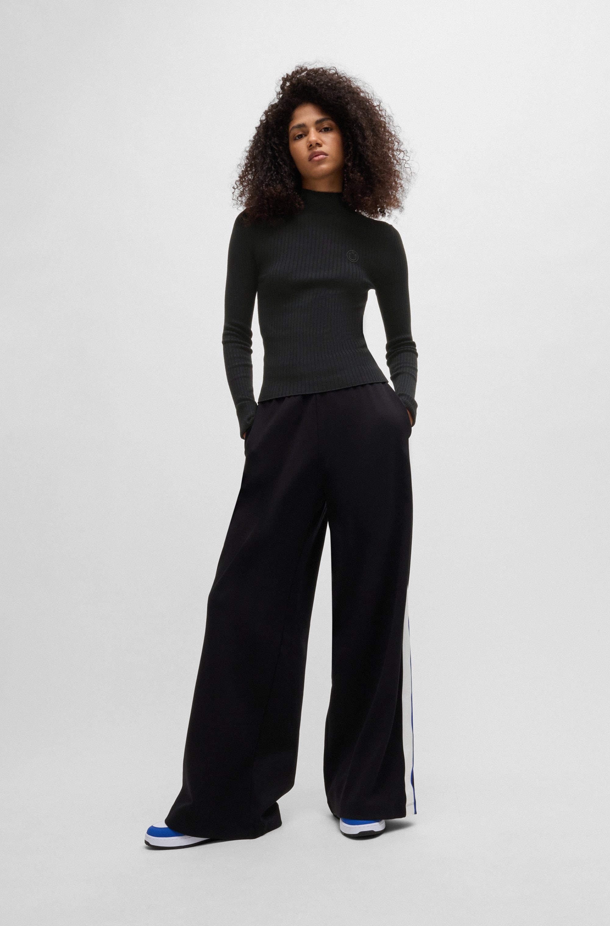 HUGO Blue Pull à col montant »Sarmie« mit Label-Stitching