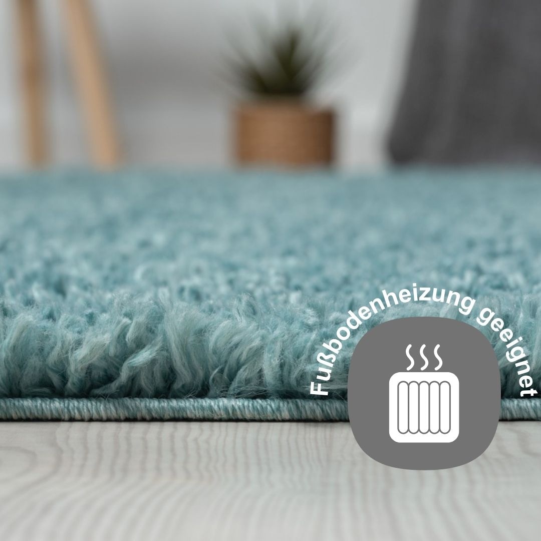 Myflair Möbel & Accessoires Hochflor-Teppich »My Shaggy«, rund, 37 mm Höhe, Shaggy, Uni Farben, leicht glänzend, Microfaser, extra flauschig