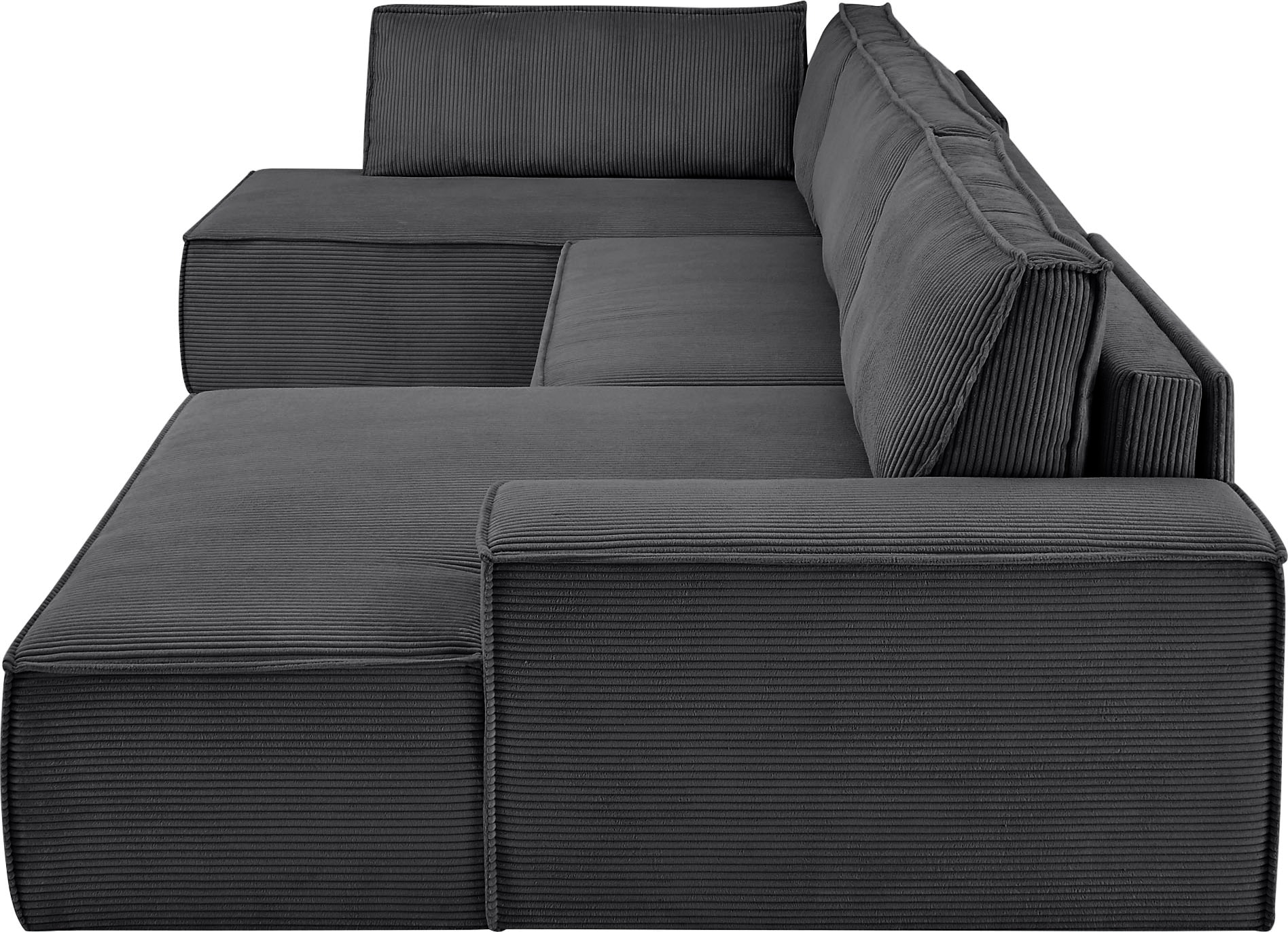 Home affaire Wohnlandschaft »SHERWOOD U-Form, 329 cm - OTTO. Verlässliche Qualität.« Schlaffunktion m. Bettkasten (194x139 cm), Cord, Vintage, Samtvelours