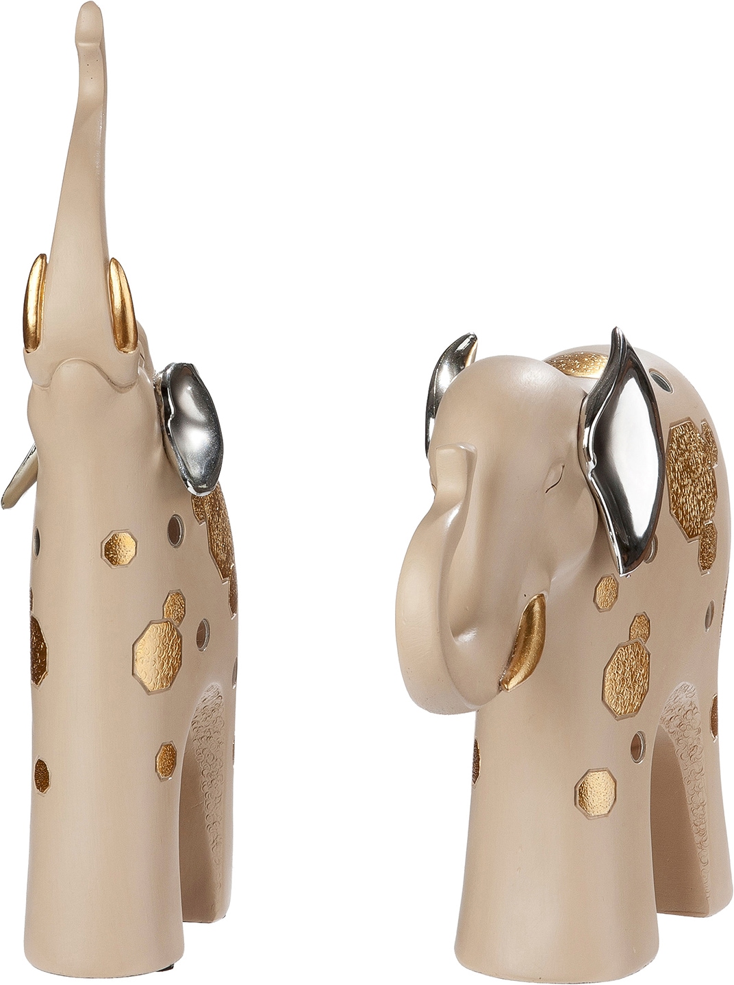 GILDE Sculpture »2tlg. Set Figur Elefant Midas creme« Figurine animale symbole de chance éléphant déco design élégant style ethnique