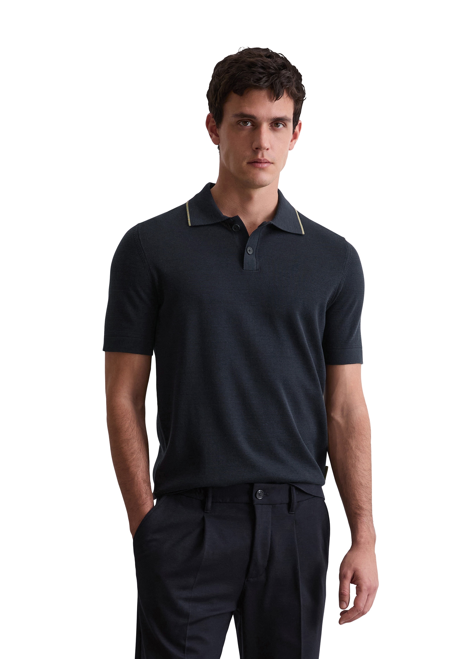 Image of Marc OPolo Poloshirt "DFB Travel Collection" aus Strick, aus reiner Bio-Baumwolle, regular fit