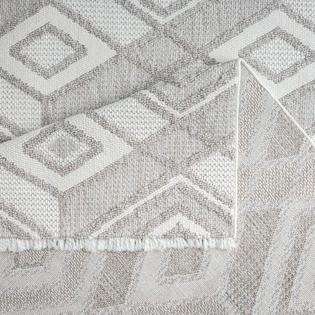 Carpet City Tapis »LINDO 8875« Rectangulaire 11 mm Höhe Kurzflor, Hochtief-Muster/ 3D-Effekt, Fransen, Boho-Stil, Wohnzimmer