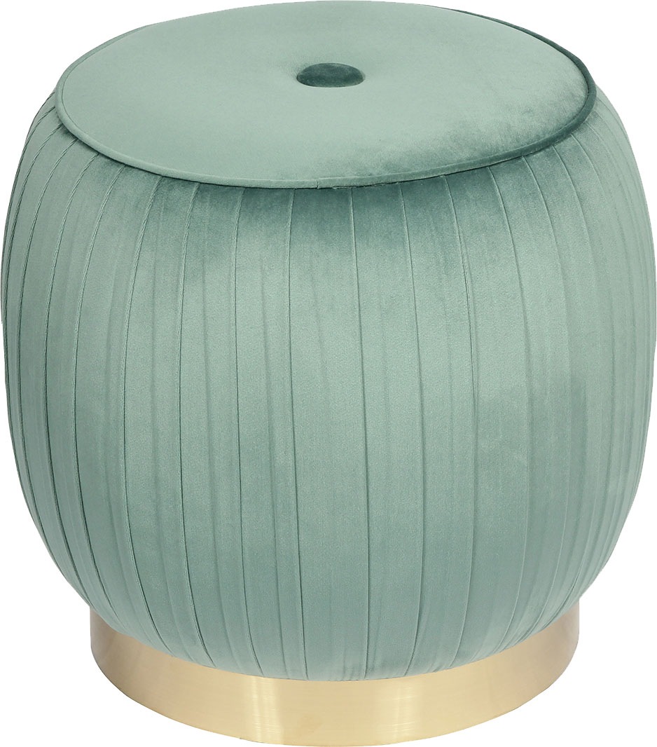 Kayoom Polsterhocker »Hocker Lyla 125, Edler Touch durch goldfarbenenen Sockel, Samtbezug«, (1 St.), samtweich, gesteppte Ziernaht, Edelstahlsockel, Hochwertiger Samtbezug
