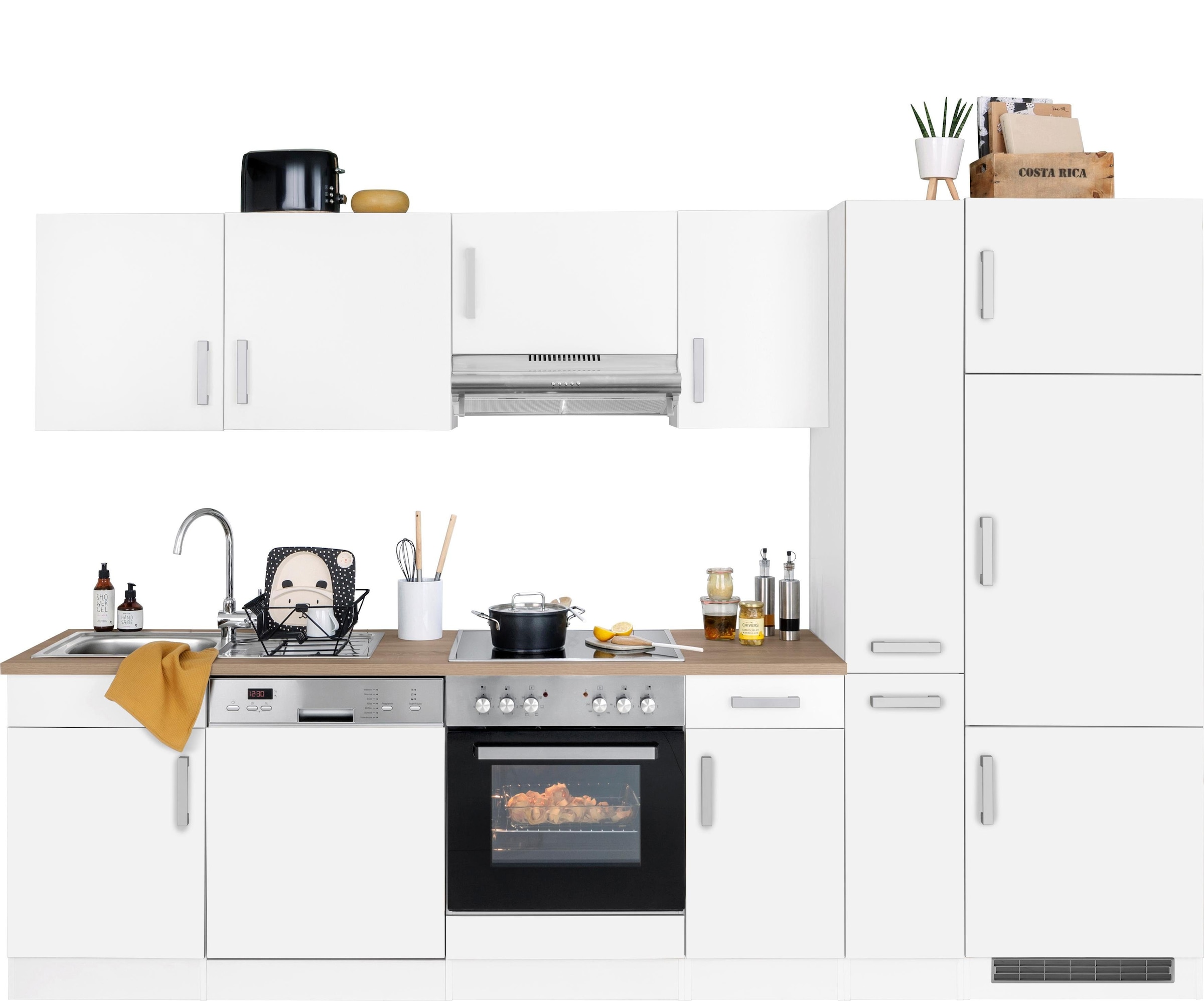 KOCHSTATION Kitchenette »KS-Gera« Largeur 300 cm, avec appareils électriques en option, avec plan de travail