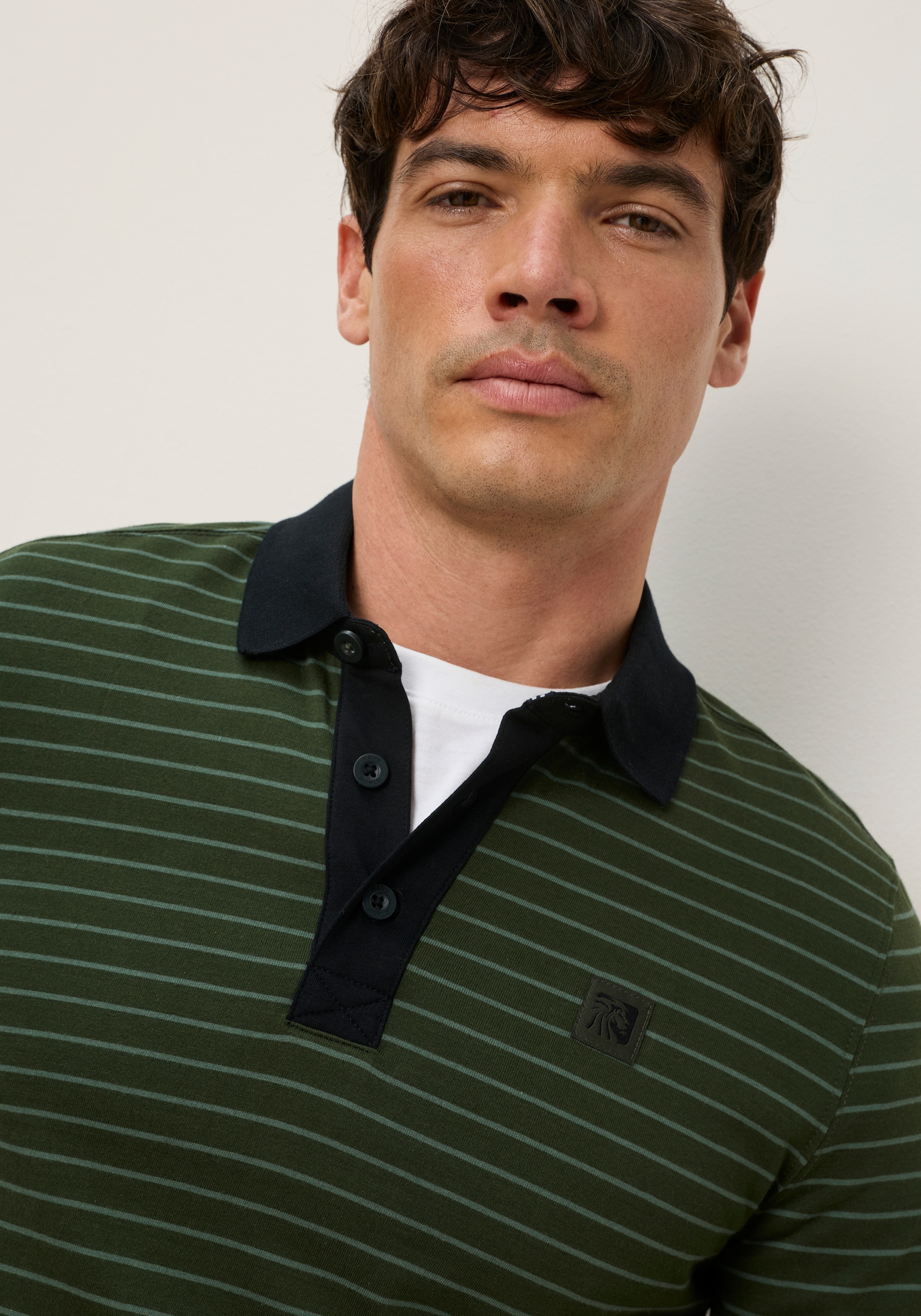 Man's World Polo coupe normale, manches longues, col polo, design rayé