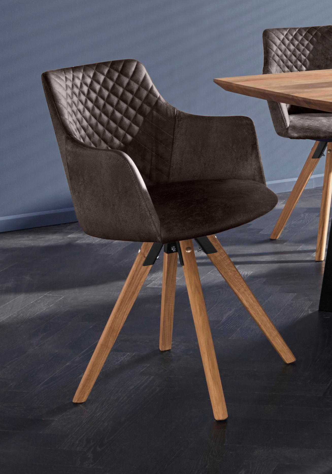 Image of Premium collection by Home affaire Armlehnstuhl »LISABON«, (Set), 2 St., Microfaser, mit Drehfunktion, Bezug aus strapazierfähiger Microfaser, das Gestell aus Eiche Massivholz geölt bei Ackermann Versand Schweiz