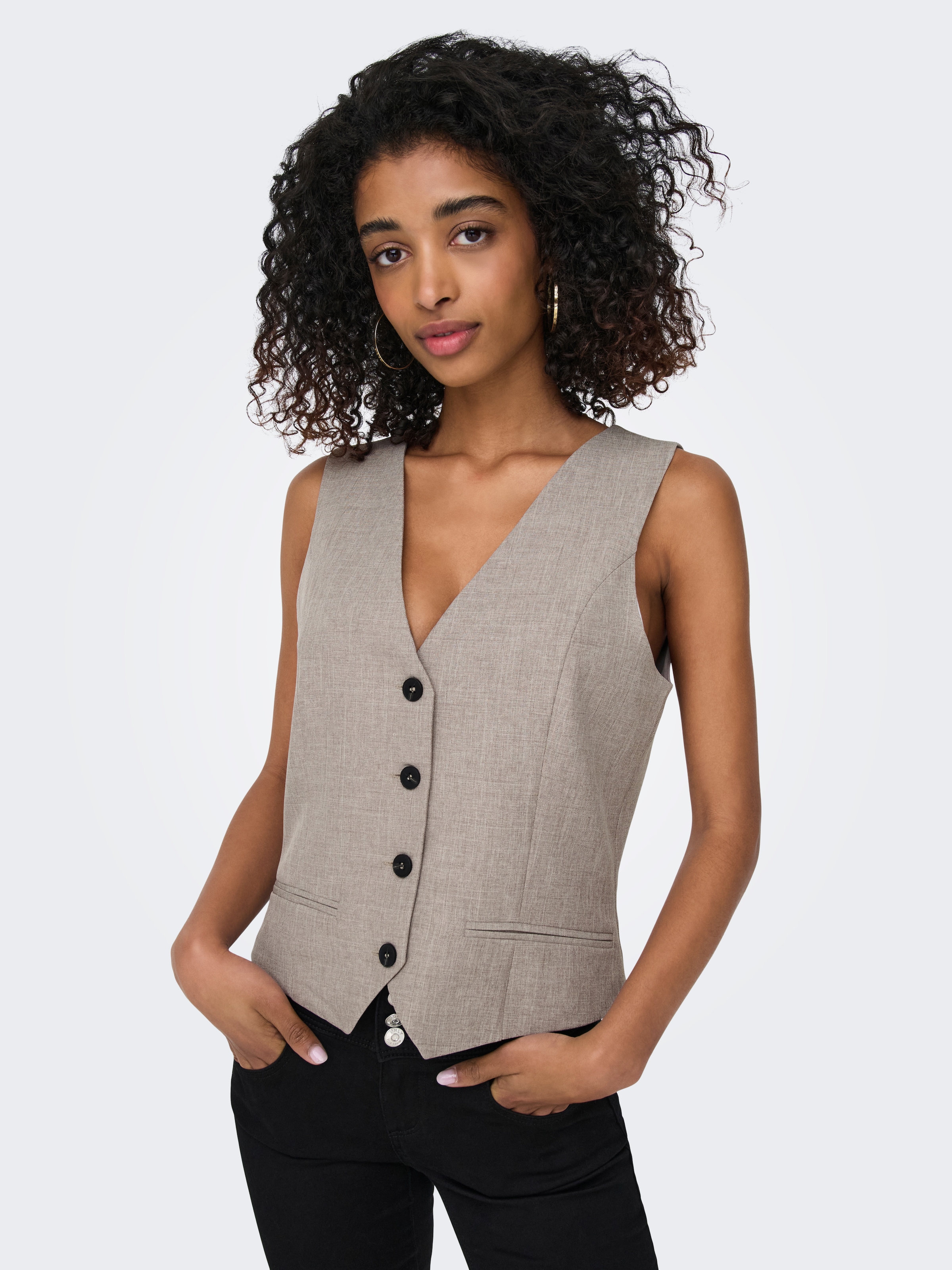 Image of ONLY Anzugweste "ONLLINDA S/L MEL FIT WAISTCOAT TLR NOOS" mit Knopfleiste