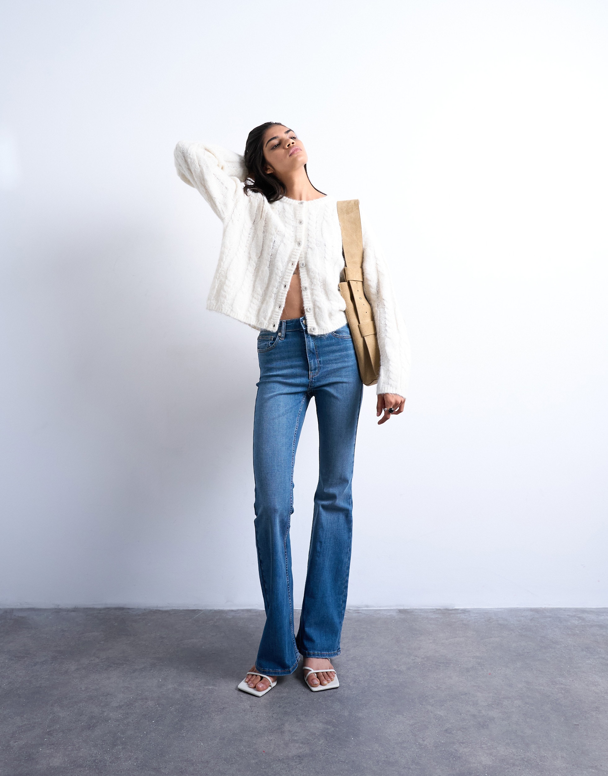 TOPSHOP Bootcut-Jeans »TSJAMIE HR FLARE DNM JEANS MB NOOS« Baumwollmischung, flared fit, high waist