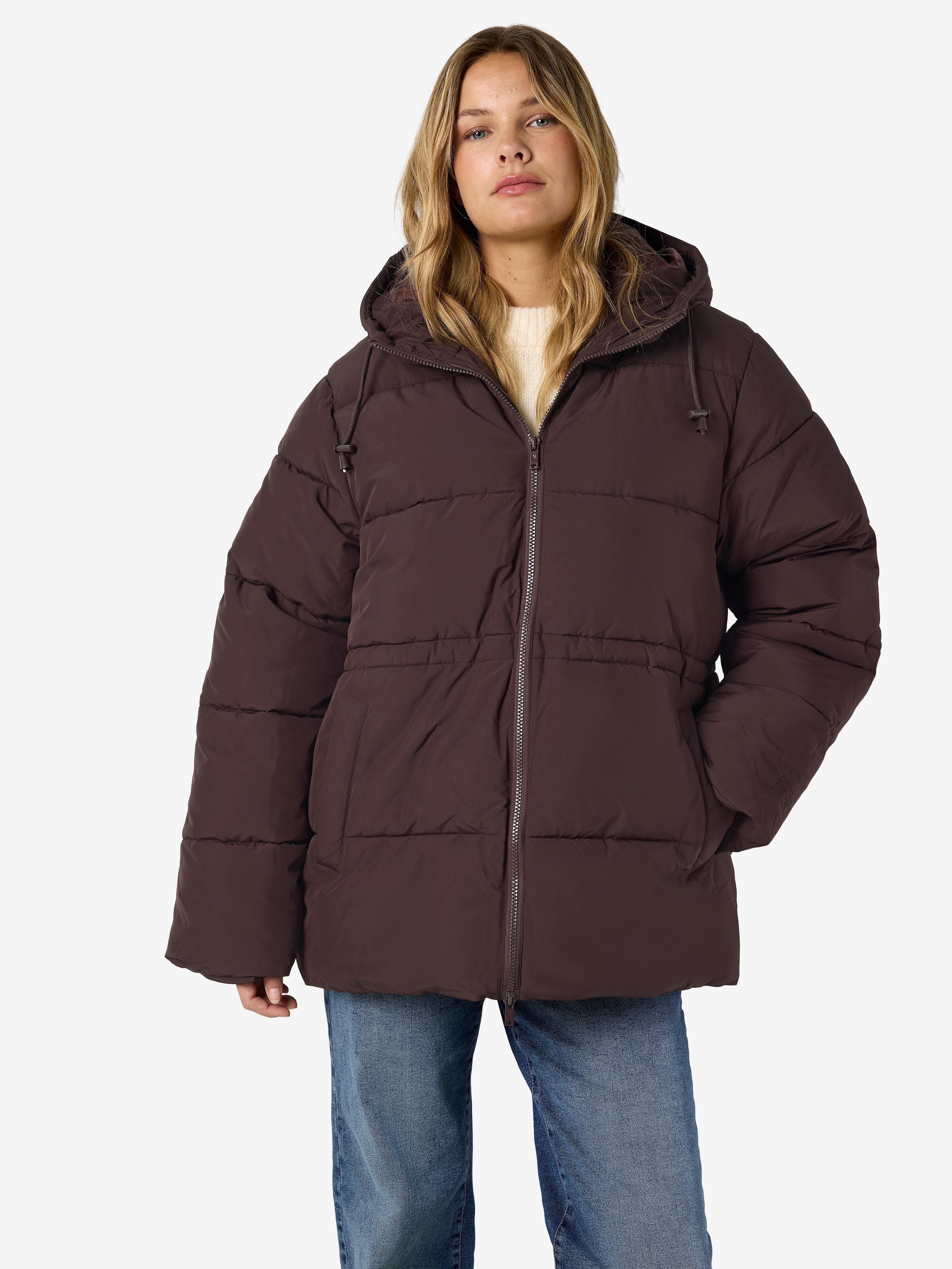 Noisy may Steppjacke »NMROSY WAISTED PUFFER JACKET NOOS« mit Kapuze Kunstfaser