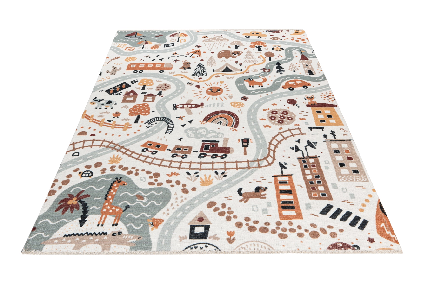 Image of Obsession Kinderteppich "My Greta 622" rechteckig 6 mm Höhe bedruckt, mit Strassen Motiv, waschbar, mit Fransen, Kinderzimmer