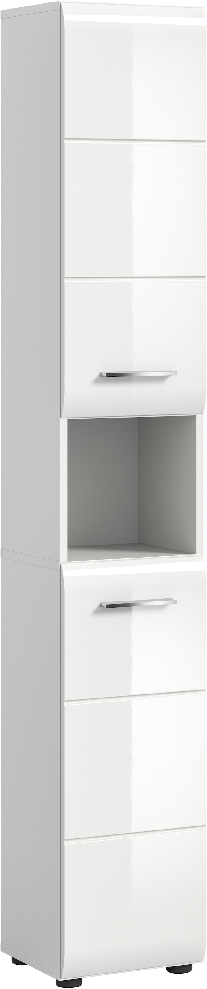 Image of welltime Stauraumschrank 1 Stk. tlg. Florenz, Hochschrank, Weiss Hochglanz Tiefzieh, 185 cm hoch, Bad