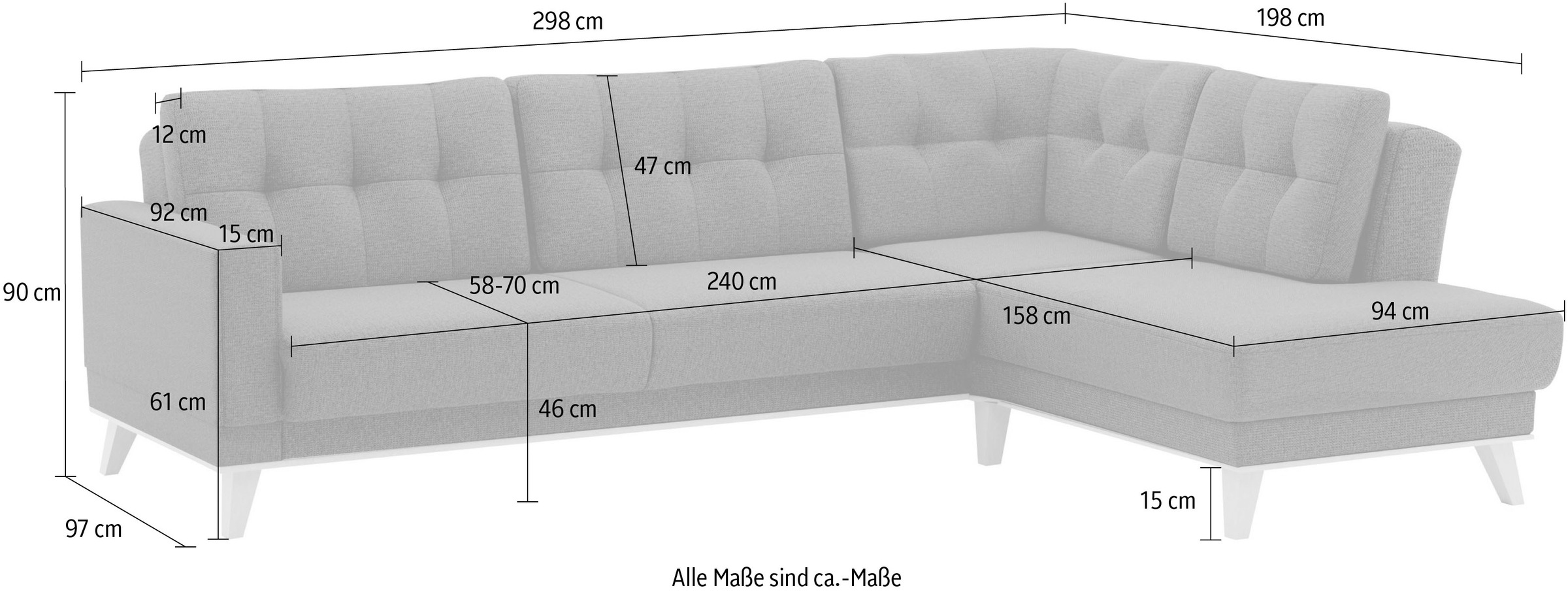 sit&more Ecksofa »Lavida L-Form« wahlweise mit Kippfunktion und Bettkasten