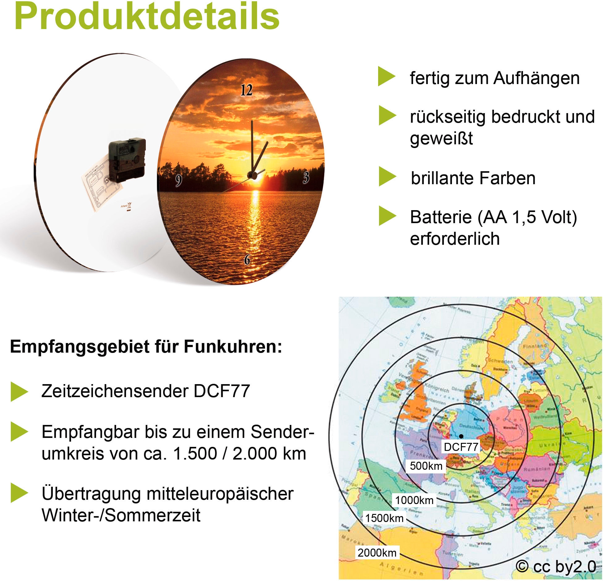 Artland »Spa Konzept Zen Basaltsteine« wahlweise mit Quarz- oder Funkuhrwerk, lautlos ohne Tickgeräusche