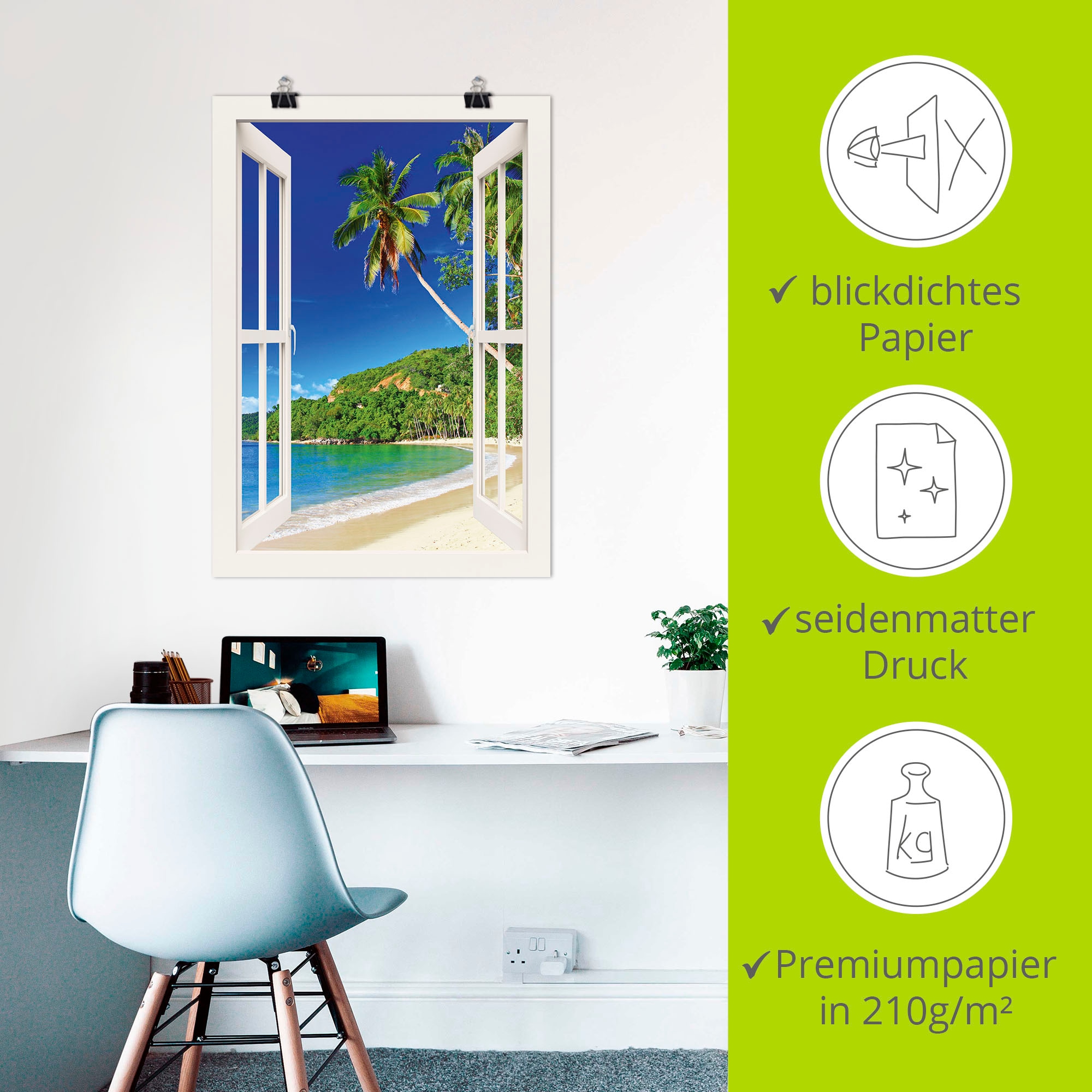 Artland Poster »Fensterblick Paradies« 1 cuis tlg. ohne Rahmen