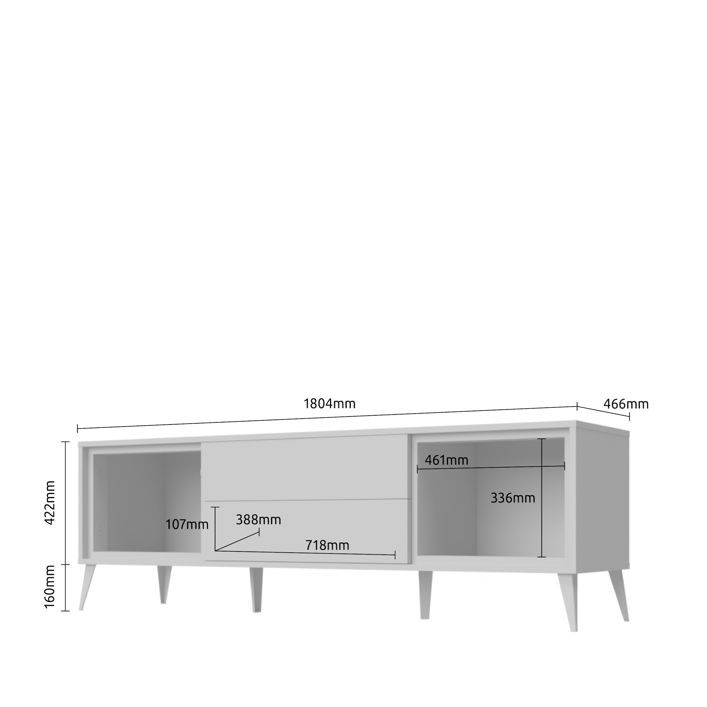 GOODproduct Tableau TV »Vida« (H/L/P) : 58/180/47 cm,  Laqué UV, haute brillance, fonction soft-close et push-to-open