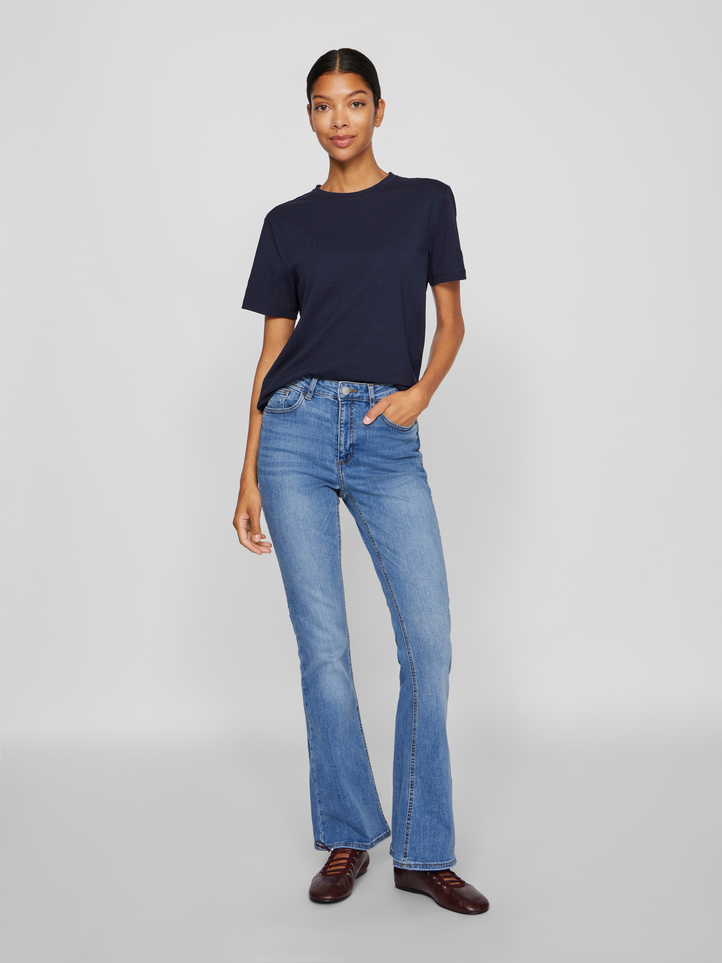 Vila T-shirt à manches courtes »VINORA S/S T-SHIRT - NOOS« mélange coton, coupe régulière